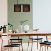 Candeeiro de Teto preto moderno, corpo de metal, altura ajustável 120 cm, 47 x 20 cm | 2 x E27 máx. 40 W | Design escandinavo elegante para casa e escritório