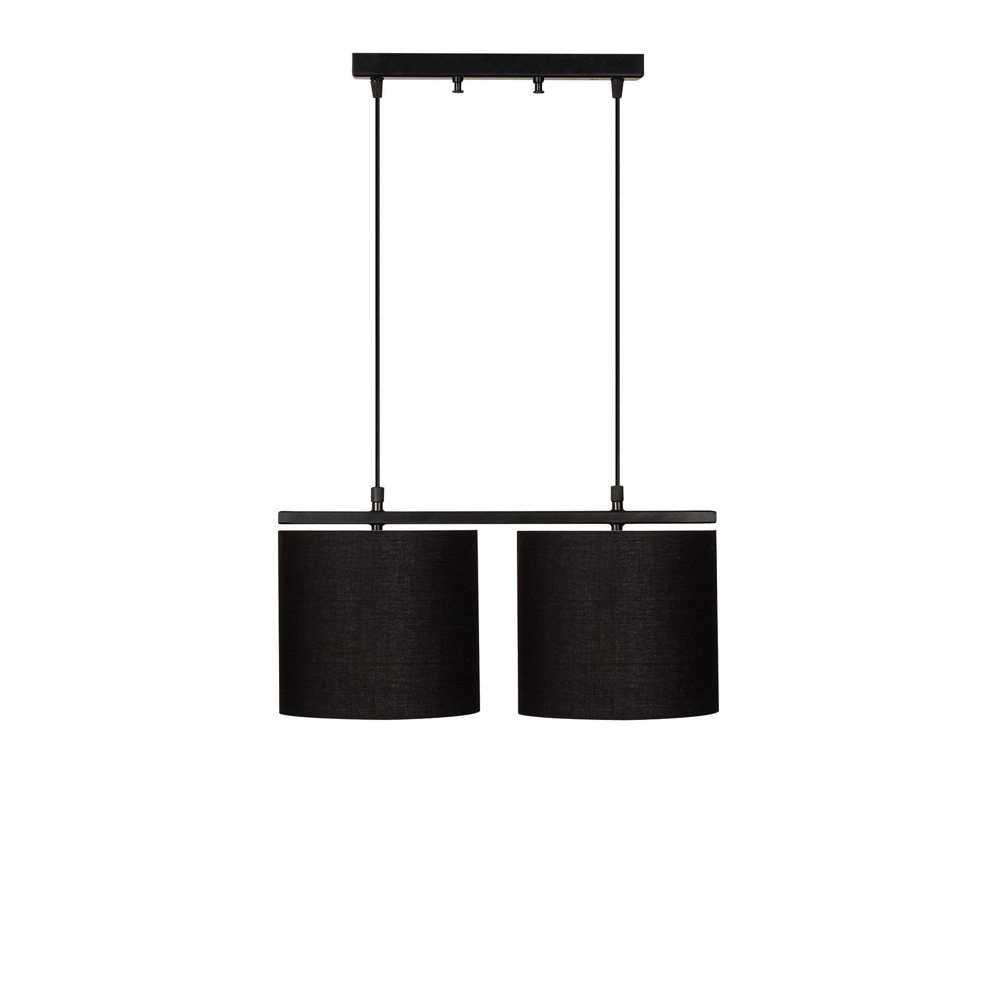 Candeeiro de Teto preto moderno, corpo de metal, altura ajustável 120 cm, 47 x 20 cm | 2 x E27 máx. 40 W | Design escandinavo elegante para casa e escritório