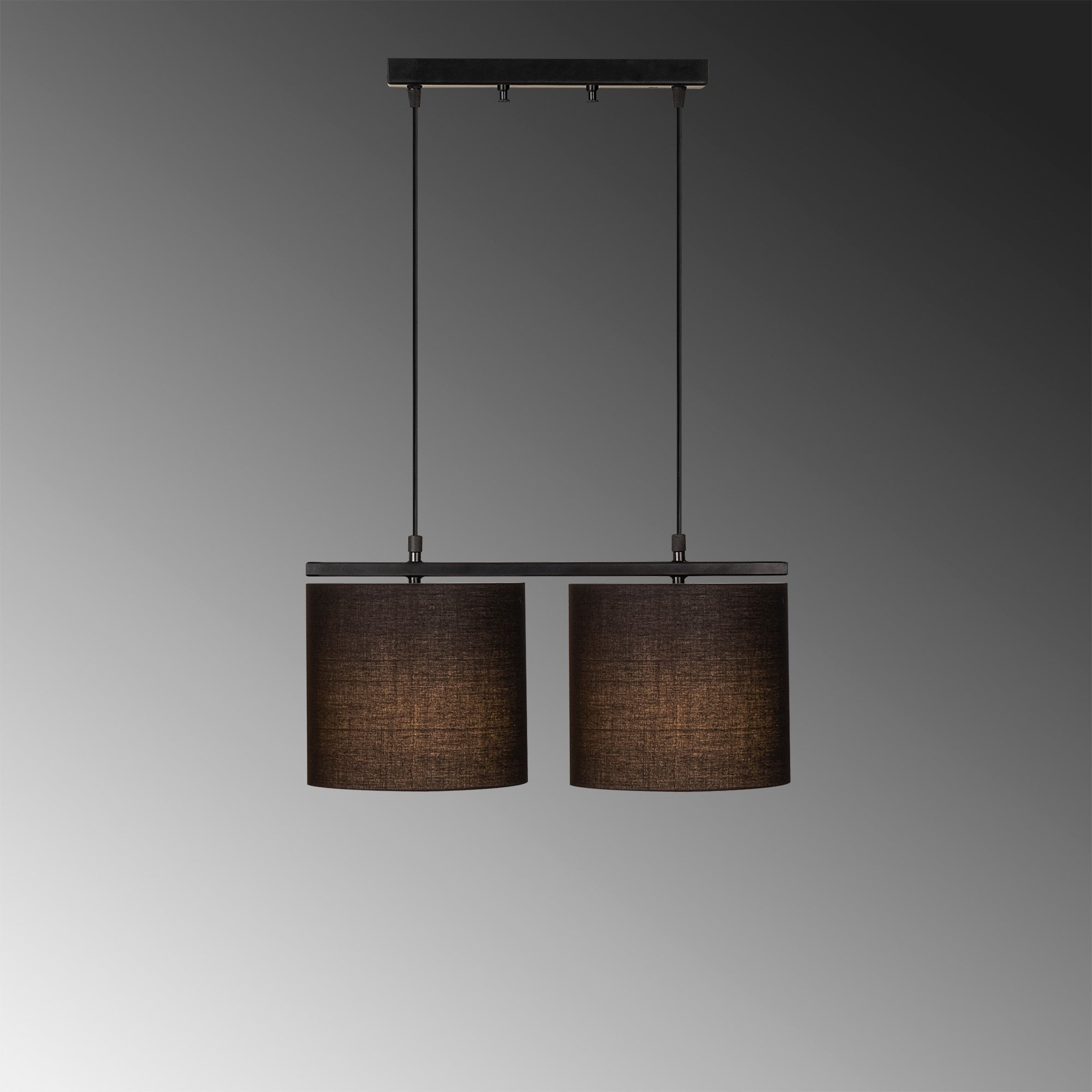 Candeeiro de Teto preto moderno, corpo de metal, altura ajustável 120 cm, 47 x 20 cm | 2 x E27 máx. 40 W | Design escandinavo elegante para casa e escritório