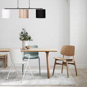 Candeeiro de Teto Escandinavo, Altura Ajustável 110 x 20 cm, Corpo em Ferro, Preto e Creme, 3 x E27 Máx. 40 W, Design Elegante para Espaços Modernos, Classificação IP20