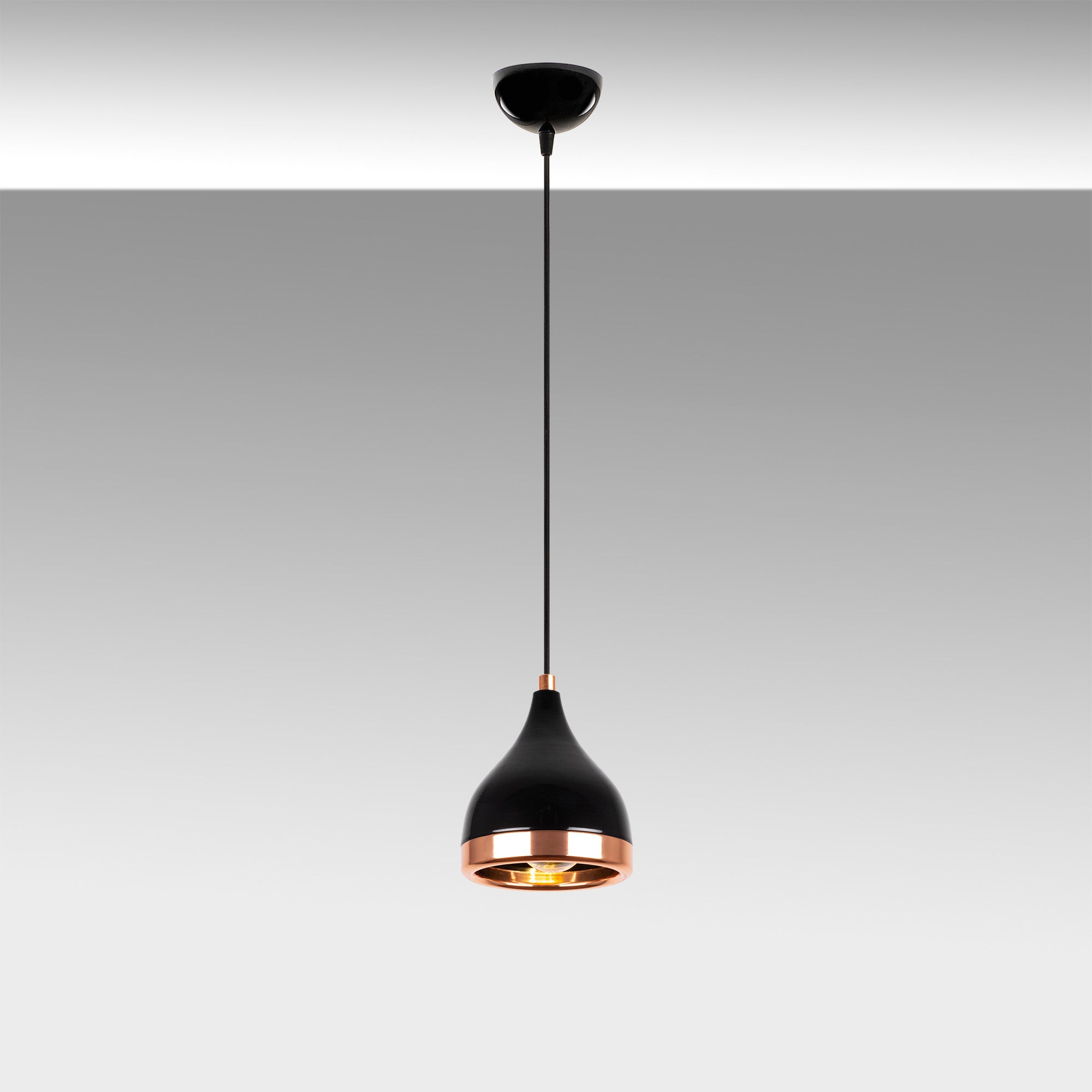 Candeeiro de Teto moderno – 15x15 cm – preto e cobre – metal