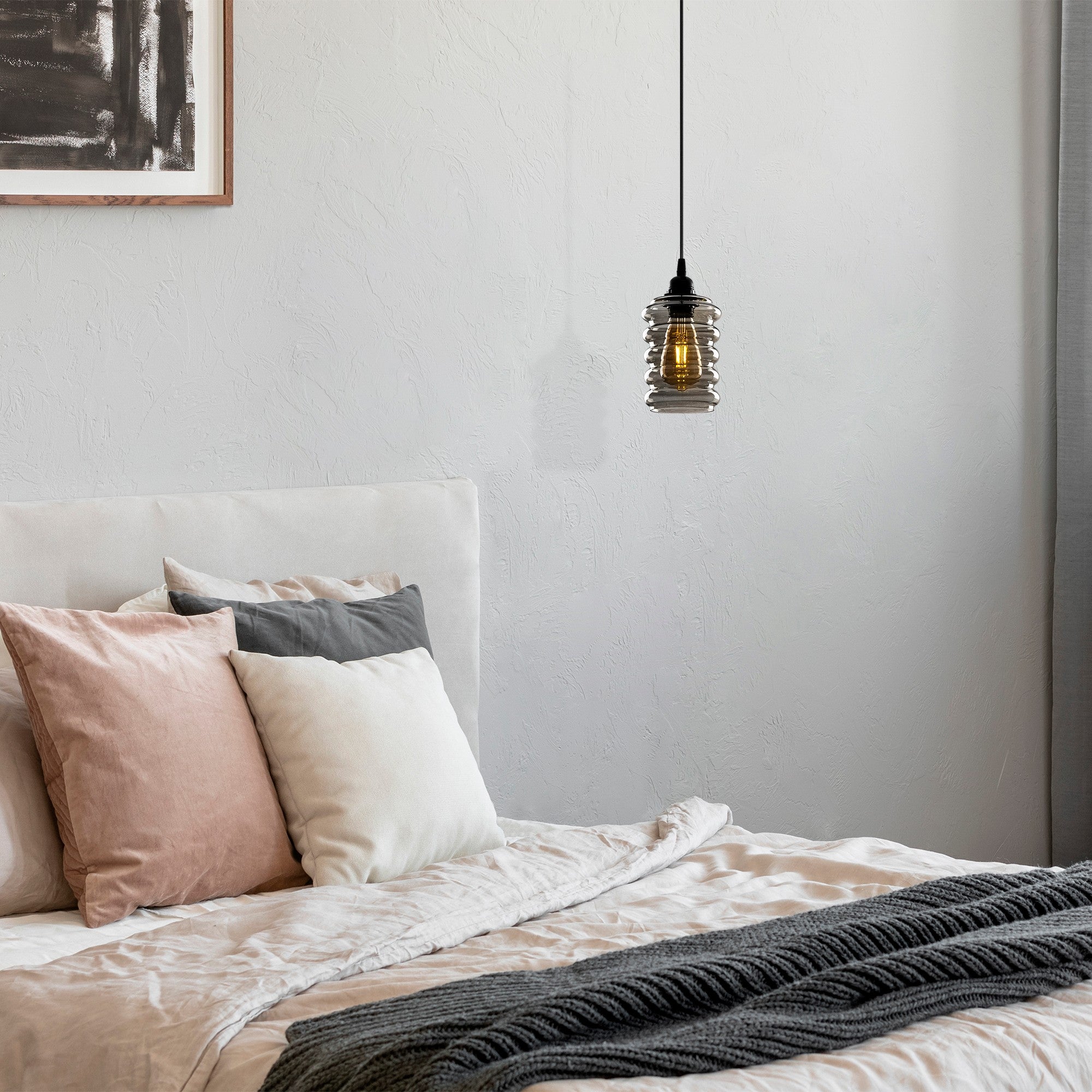 Candeeiro de Teto Industrial – 12x12 cm – Fumê – Ferro e Vidro