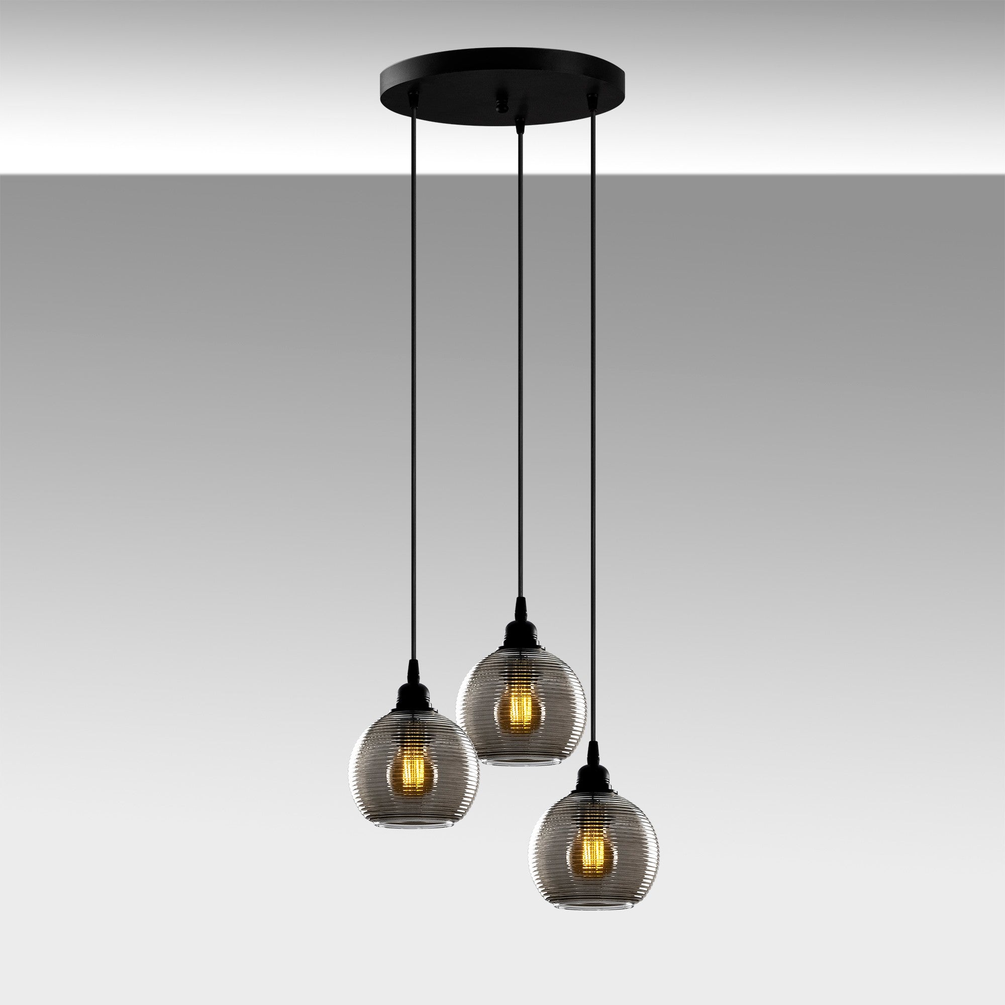 Candeeiro de Teto – 40 x 40 cm – Cor Fume – Metal