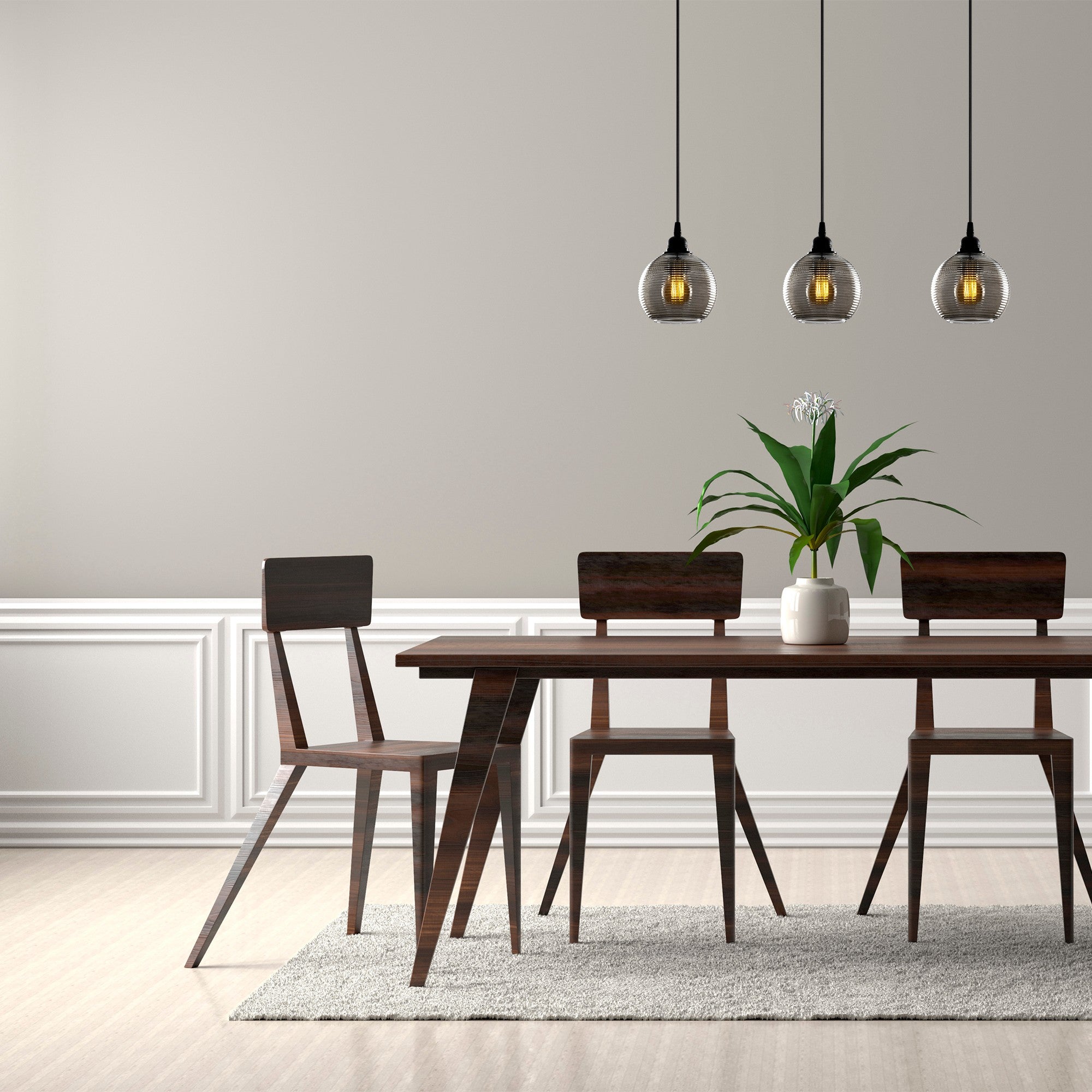 Candeeiro de Teto – 65 x 65 cm – Cor Fume – Metal