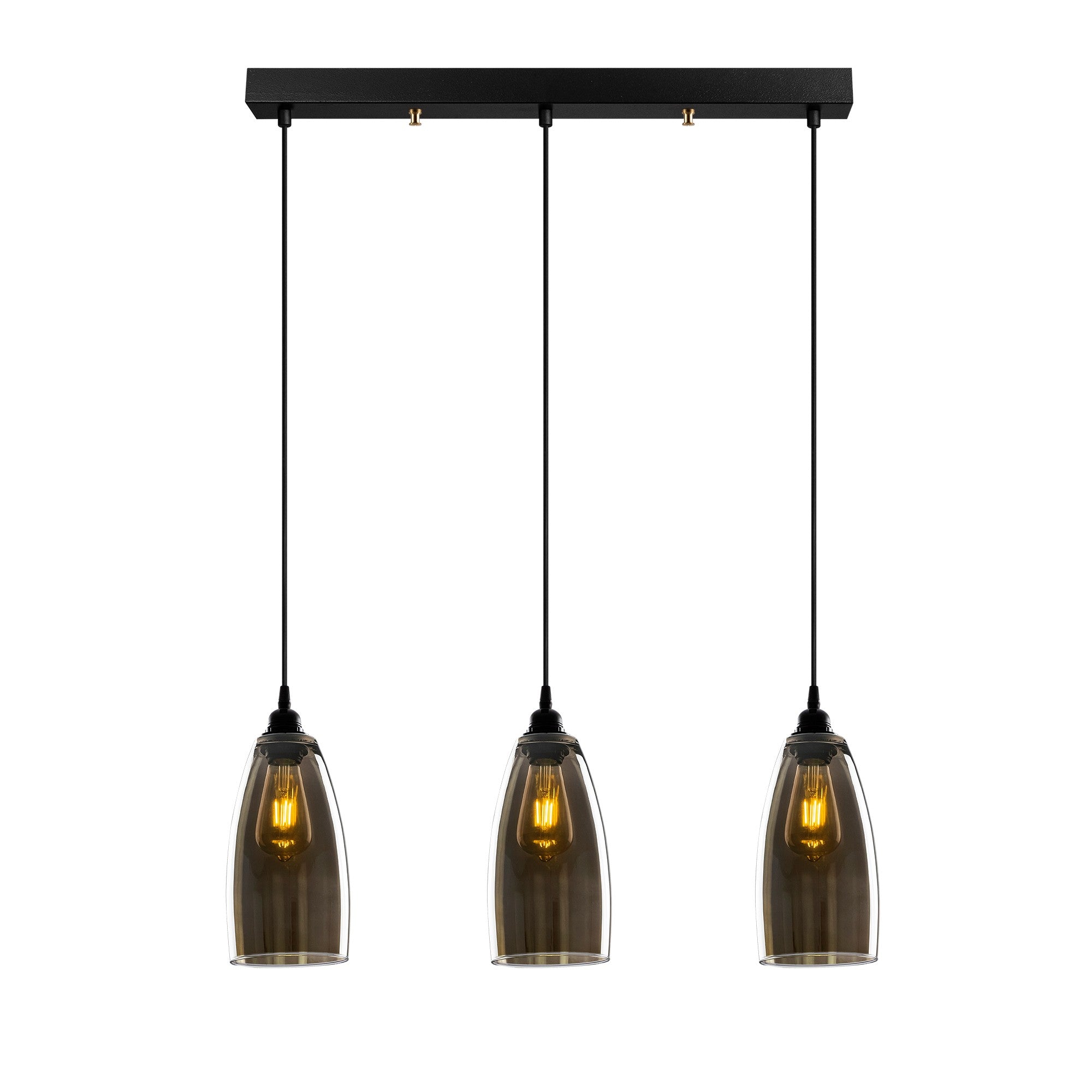 Candeeiro de Teto Nostalgia Escandinavo, Cor Fumê, 63 x 63 cm, Altura 127 cm | Corpo em Metal, Altura Ajustável, 3 x E27 Máx. 40 W | Iluminação Elegante para Espaços Modernos