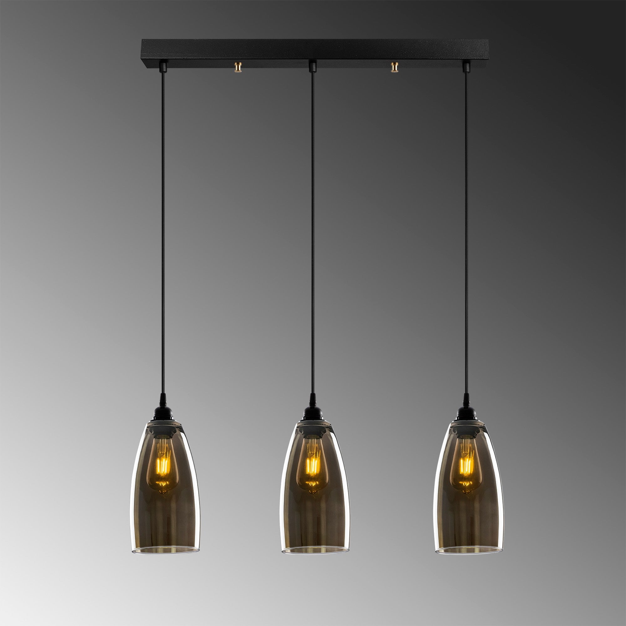 Candeeiro de Teto Nostalgia Escandinavo, Cor Fumê, 63 x 63 cm, Altura 127 cm | Corpo em Metal, Altura Ajustável, 3 x E27 Máx. 40 W | Iluminação Elegante para Espaços Modernos