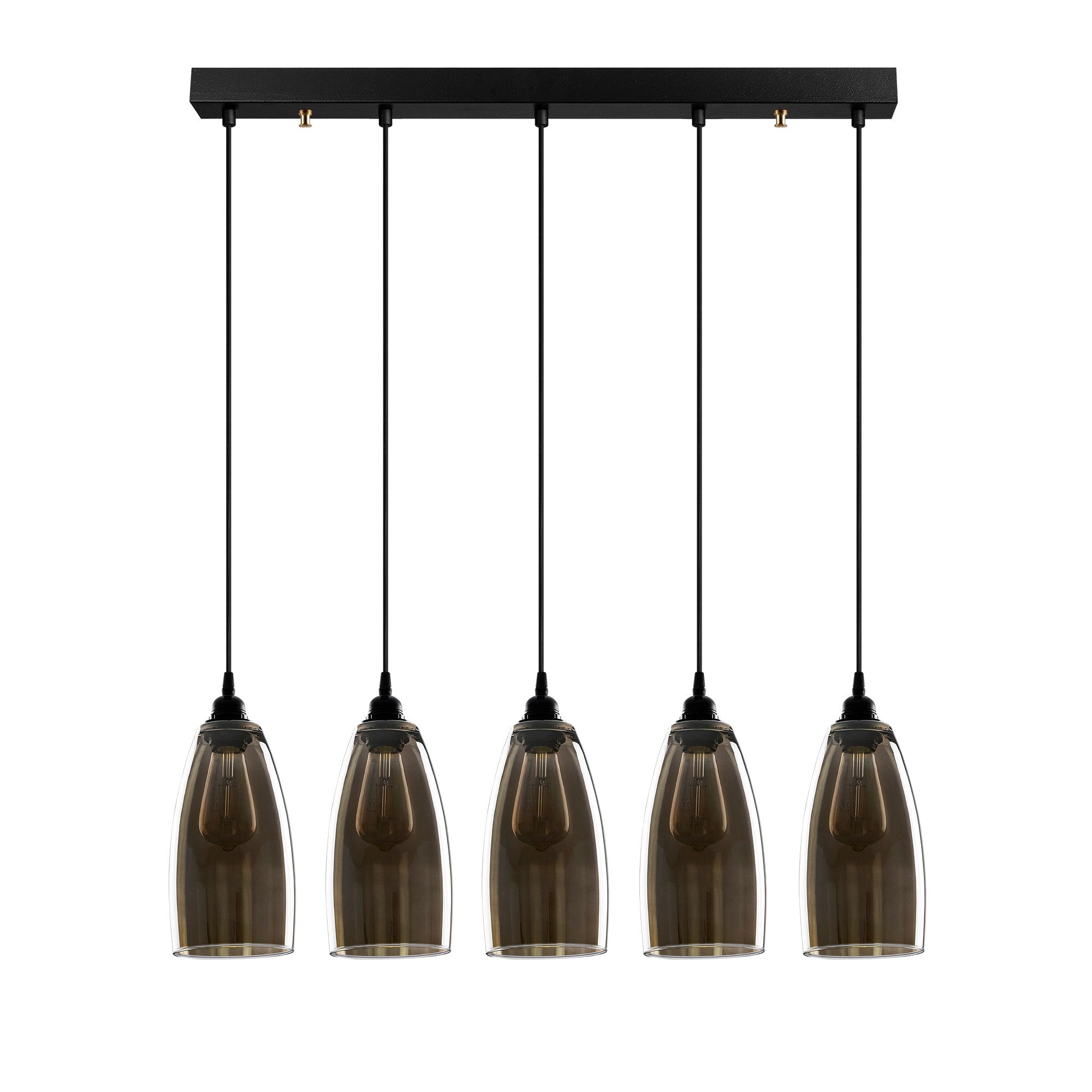 Candeeiro de Teto Nostalgia Escandinavo, Cor Fumê, 83 x 83 cm, Altura 127 cm | Corpo de Metal, Altura Ajustável, 5 x E27 Máx. 40 W | Iluminação Elegante para Espaços Modernos