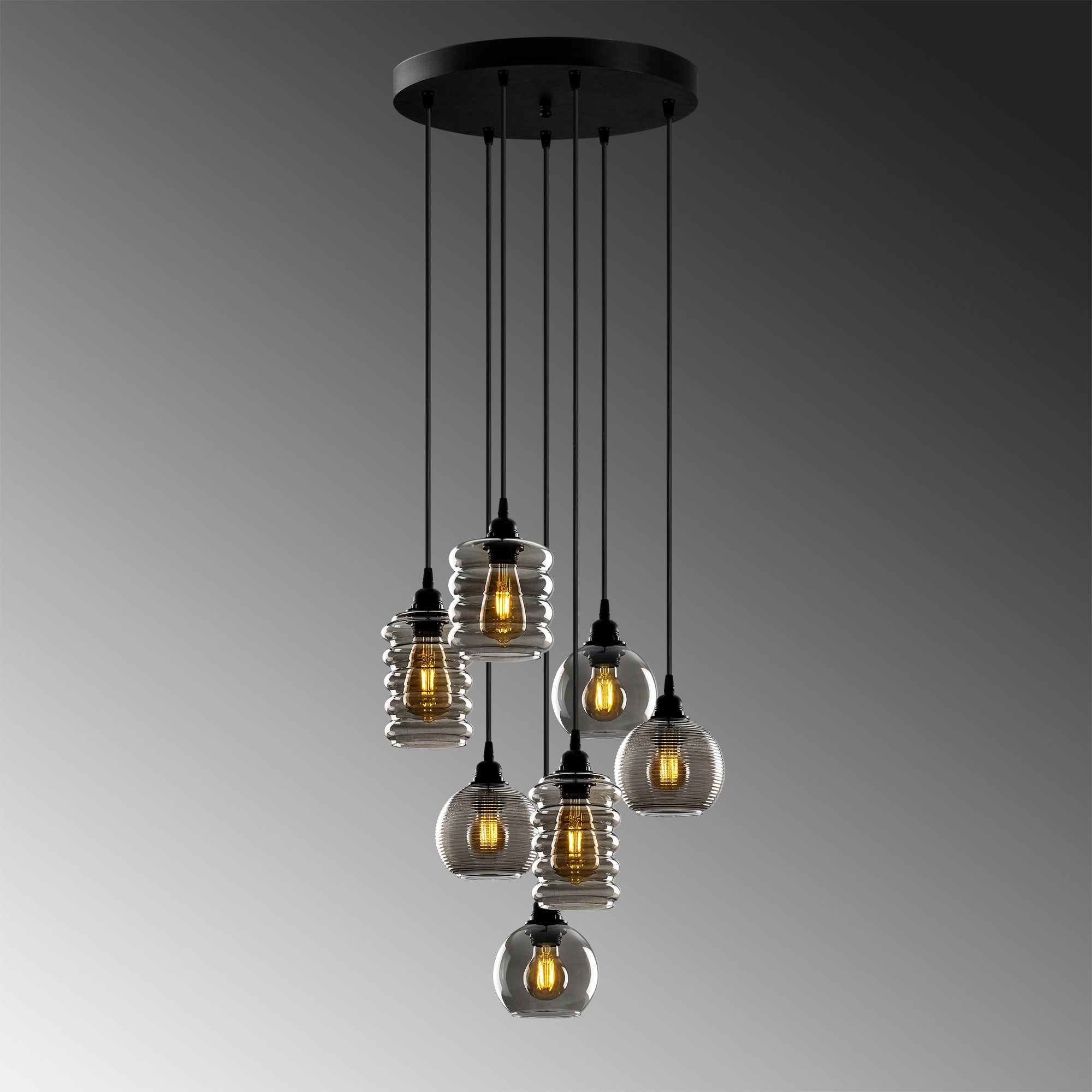 Candeeiro de Teto – 50x50 cm – Fume – Ferro