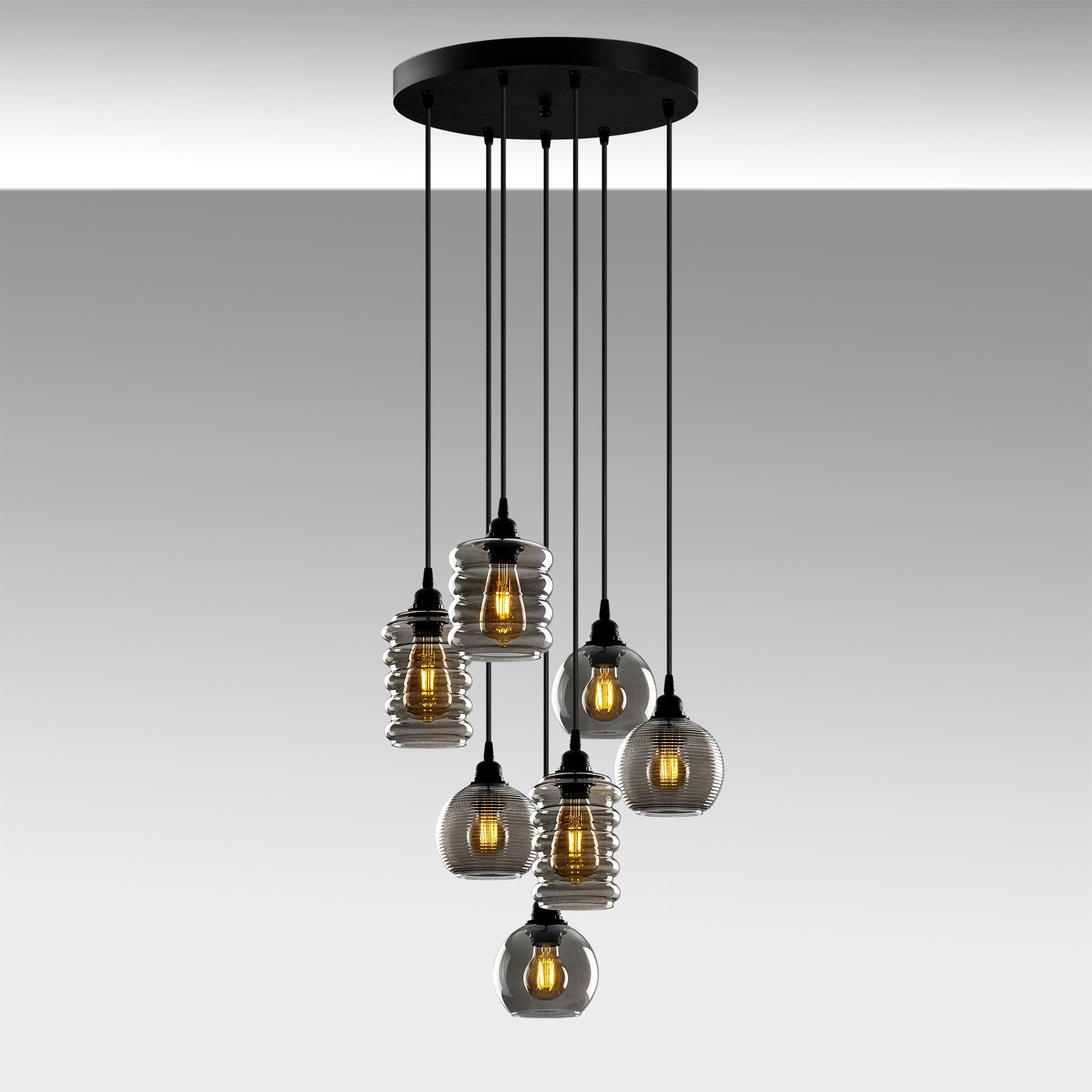 Candeeiro de Teto – 50x50 cm – Fume – Ferro