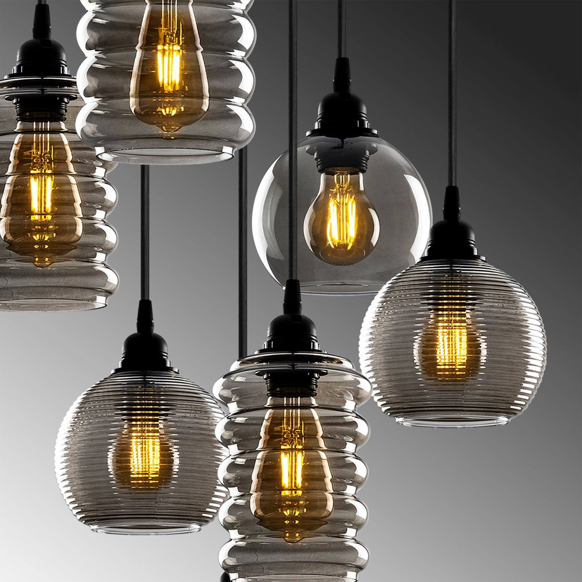 Candeeiro de Teto – 50x50 cm – Fume – Ferro