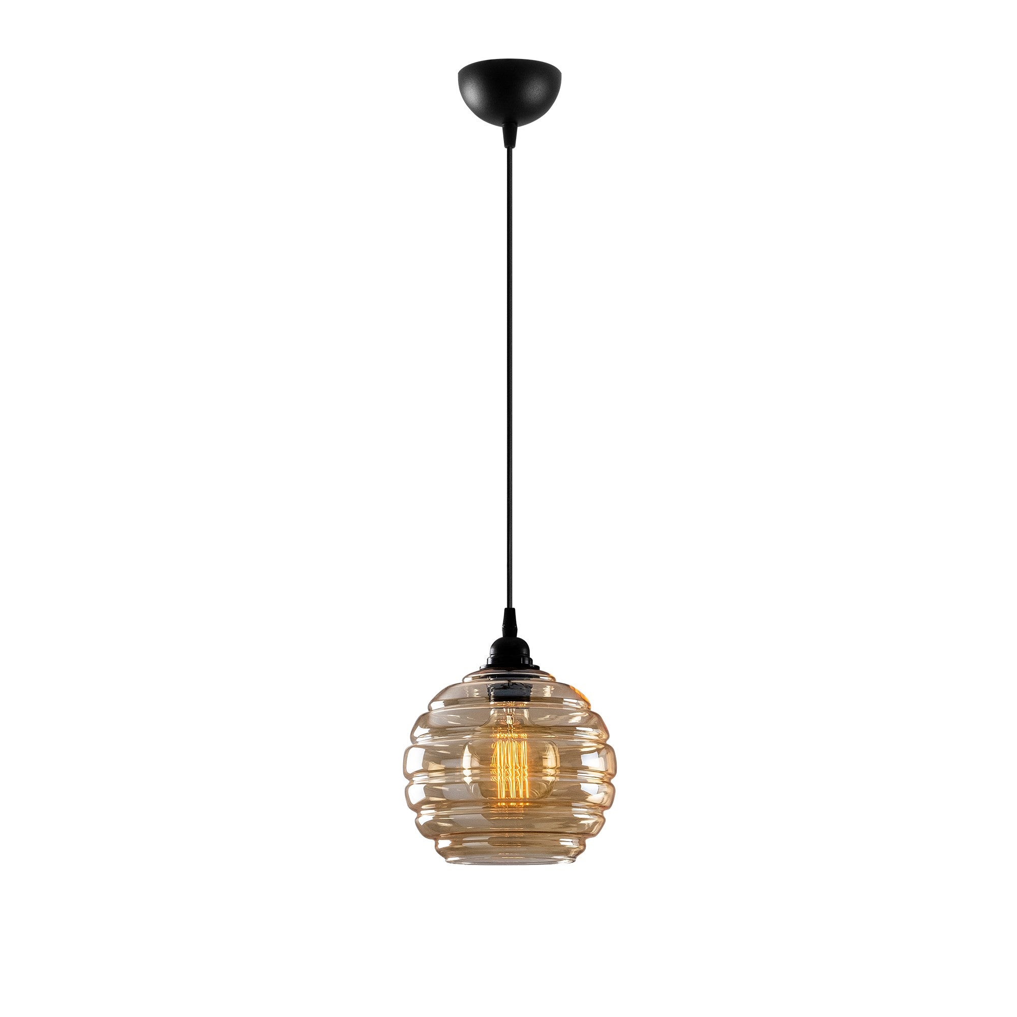 Candeeiro de Teto – 20 x 20 cm – Dourado e Preto – Metal