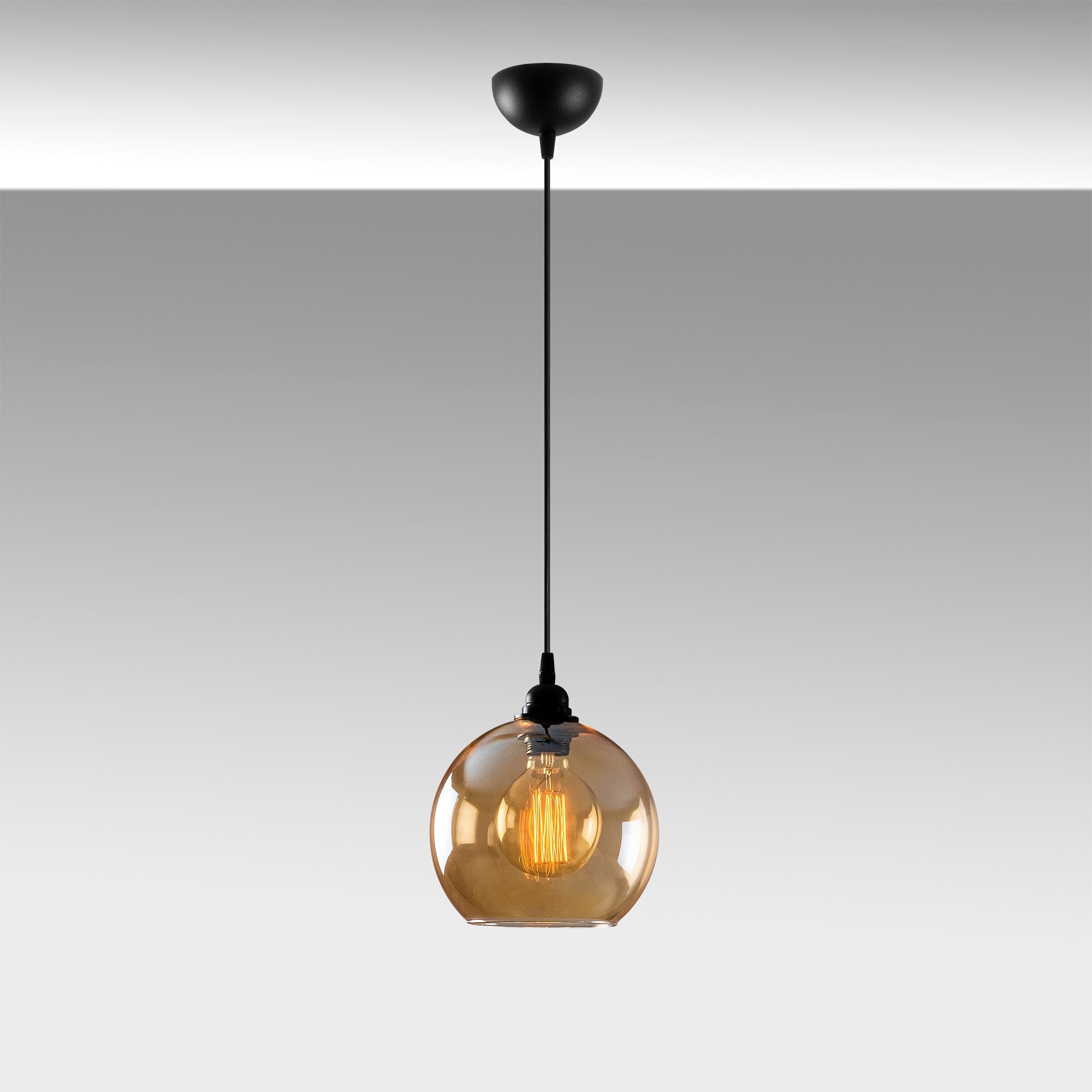 Candeeiro de Teto – 20x20 cm – Dourado e Preto – Metal e Vidro