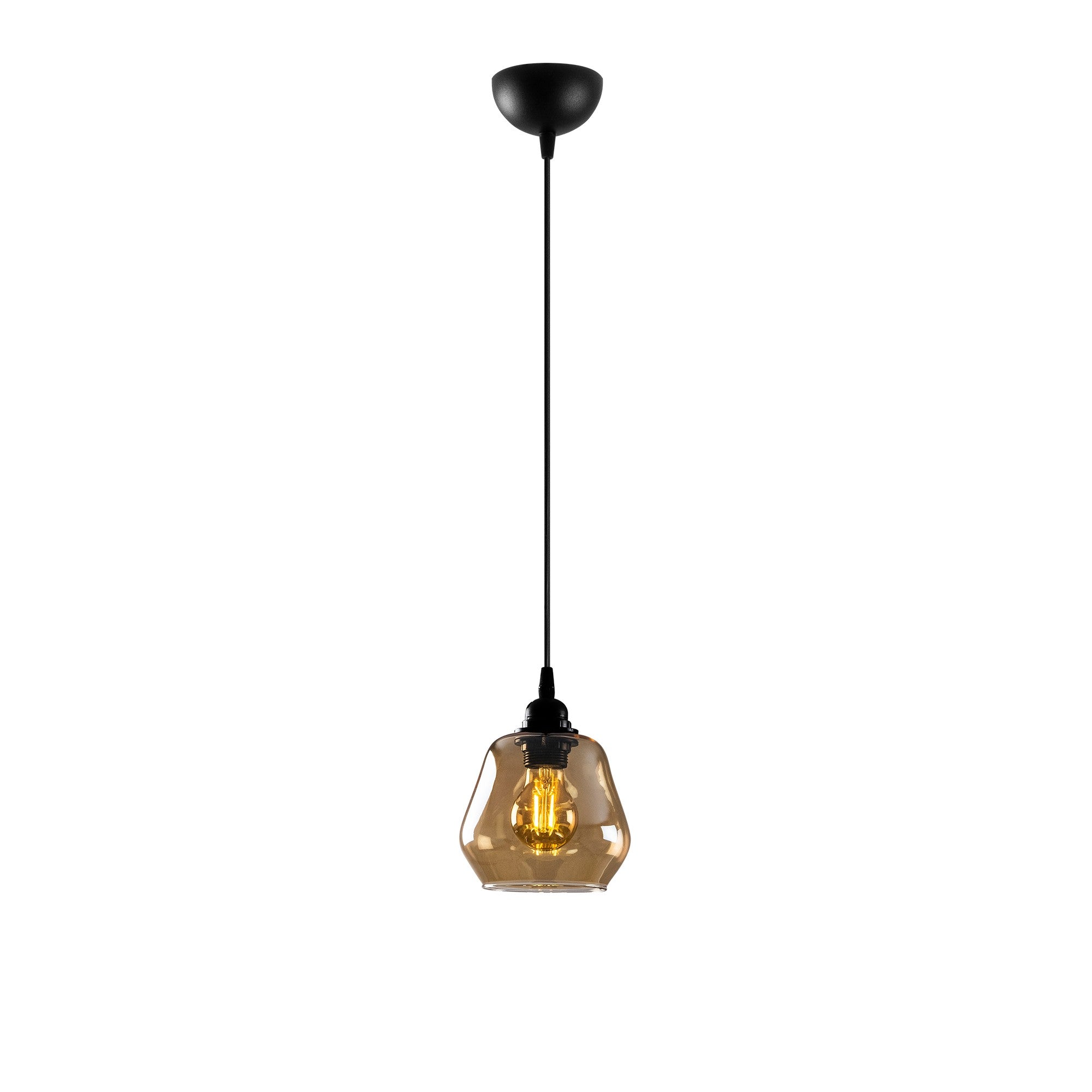 Candeeiro de Teto – 110 cm – Dourado e Preto – Metal com Vidro