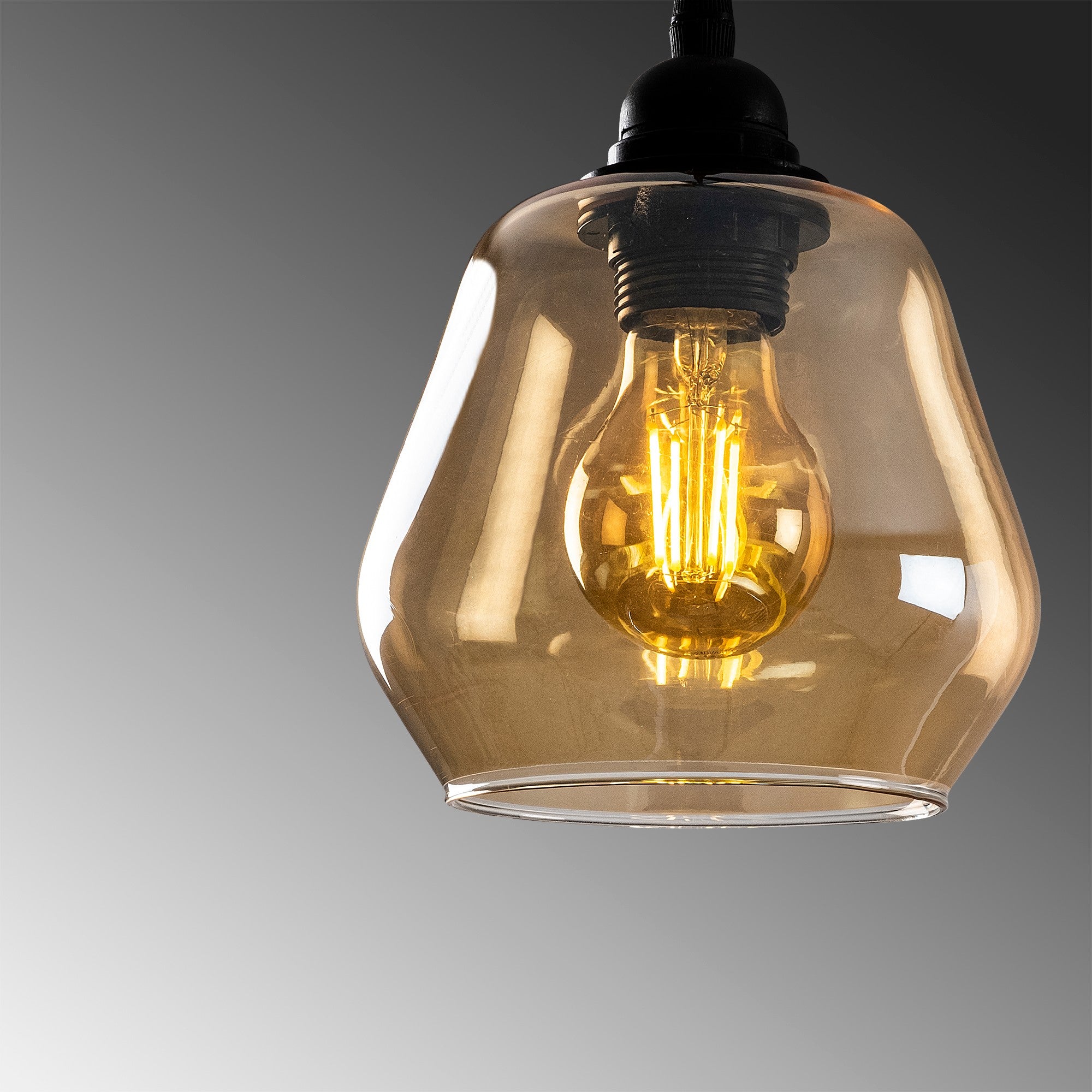 Candeeiro de Teto – 110 cm – Dourado e Preto – Metal com Vidro