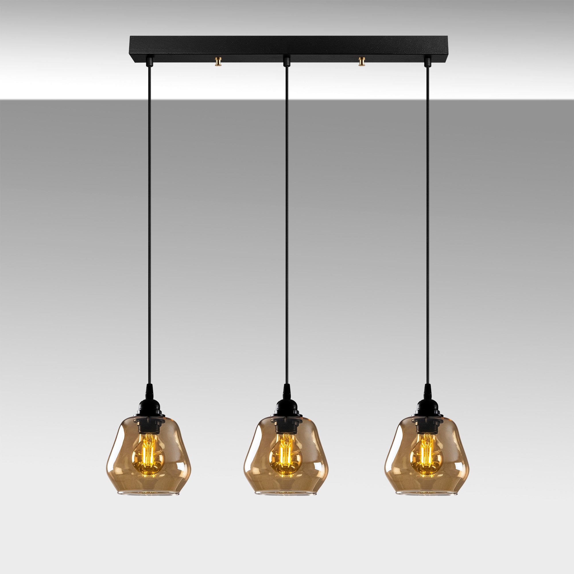 Candeeiro de Teto – 65 x 15 cm – Dourado e Preto – Metal