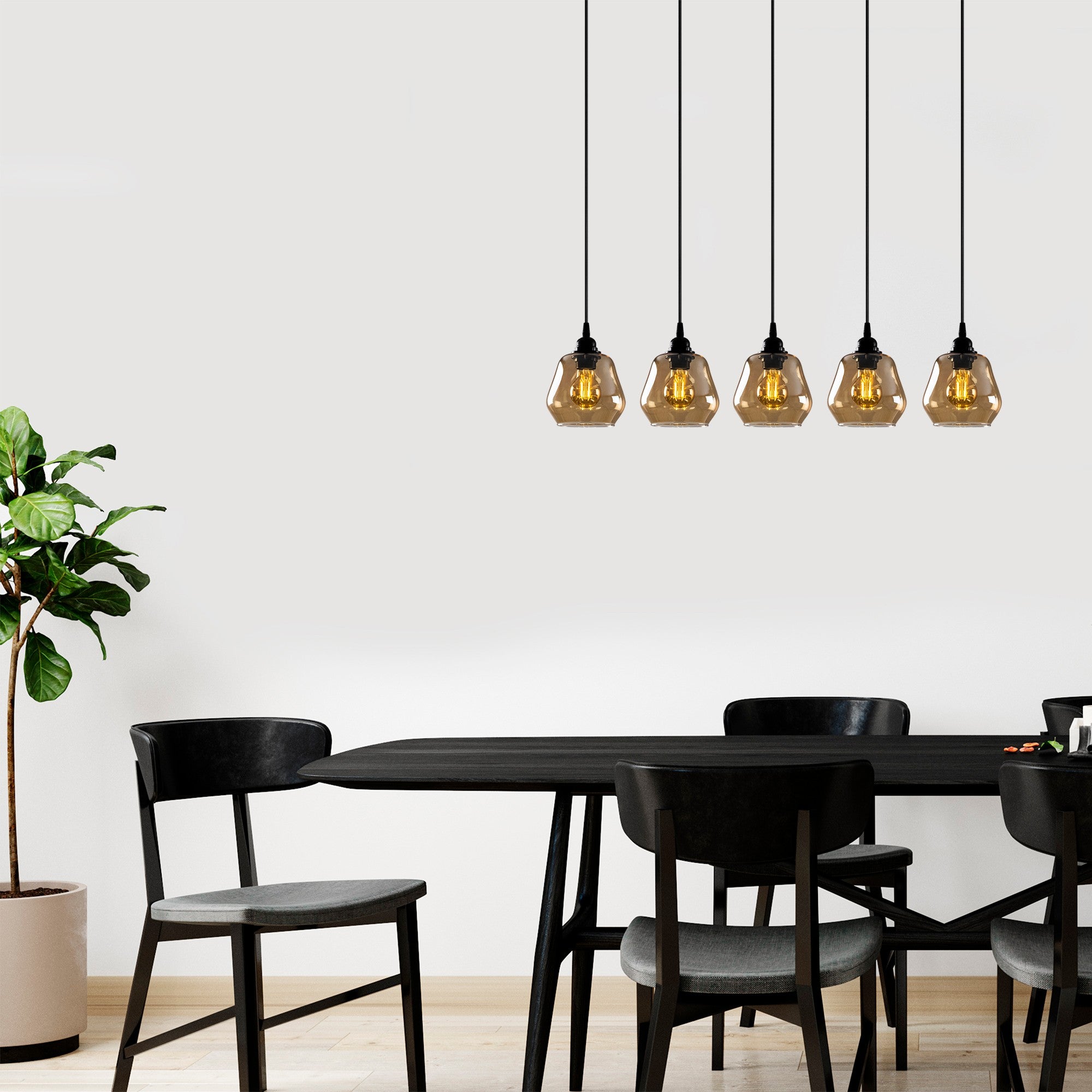 Candeeiro de Teto – 85 x 15 cm – Dourado e Preto – Metal