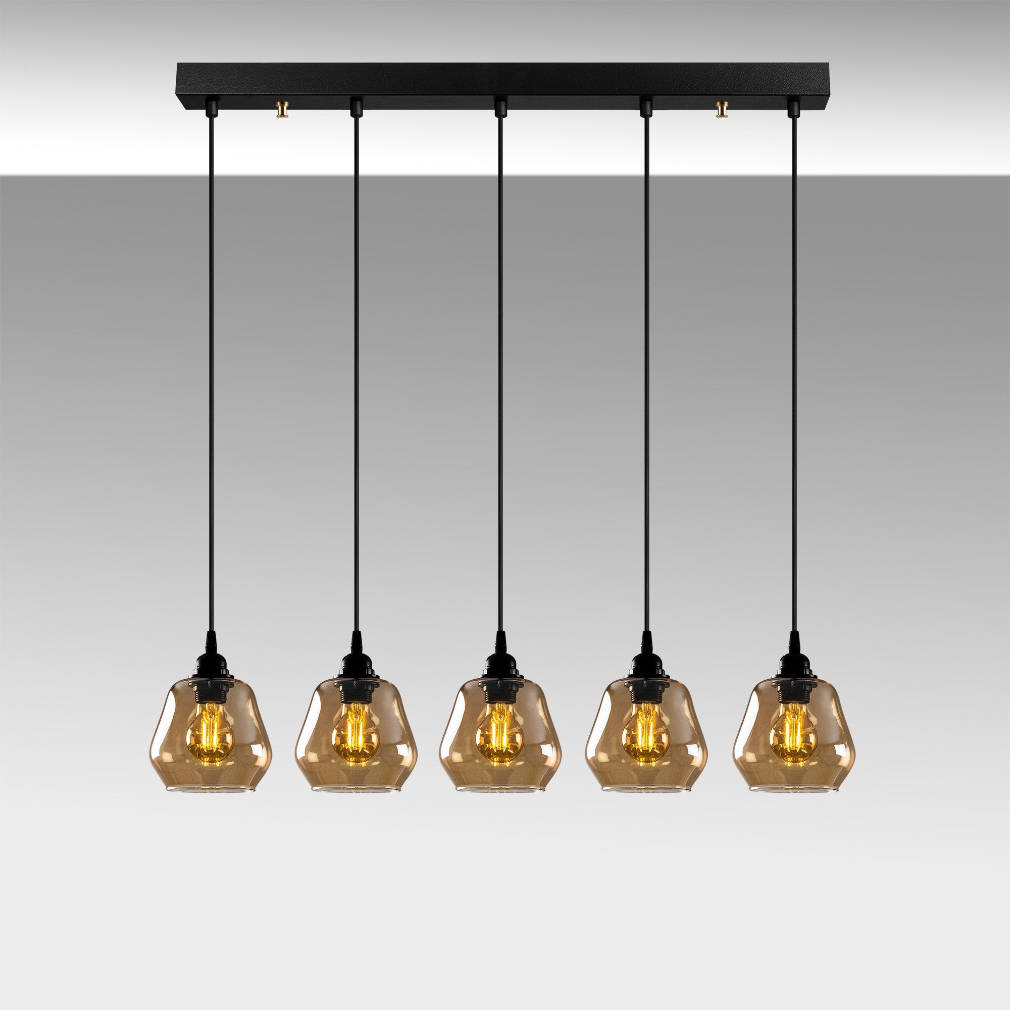 Candeeiro de Teto – 85 x 15 cm – Dourado e Preto – Metal