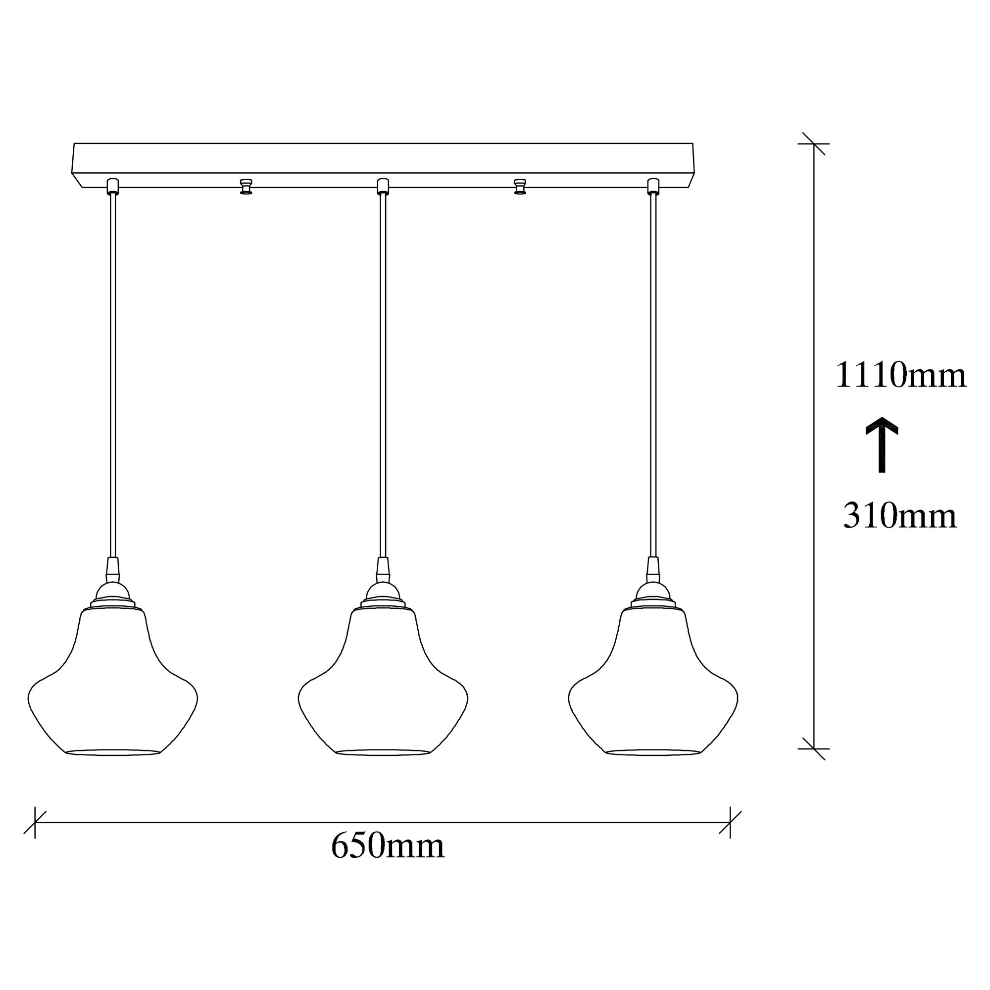 Candeeiro de Teto – 65 x 17 cm – Dourado e Preto – Metal