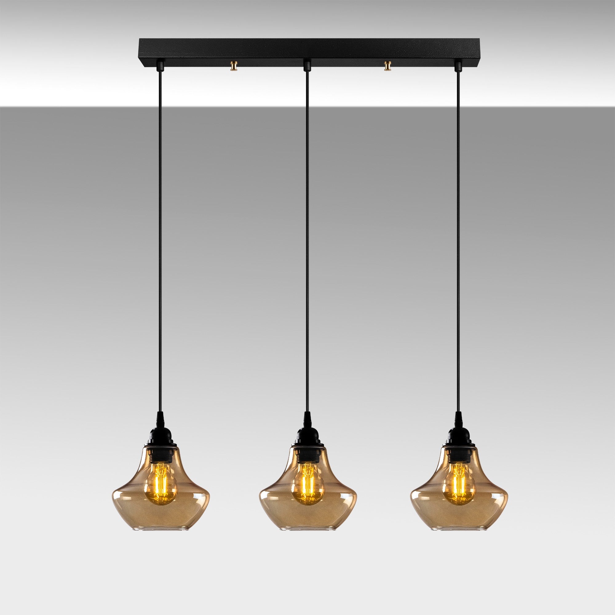 Candeeiro de Teto – 65 x 17 cm – Dourado e Preto – Metal