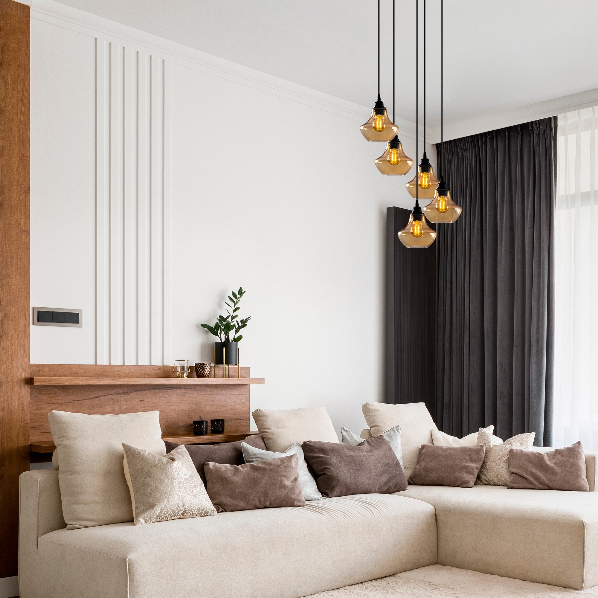 Candeeiro de Teto – 51 x 51 cm – Dourado e Preto – Metal