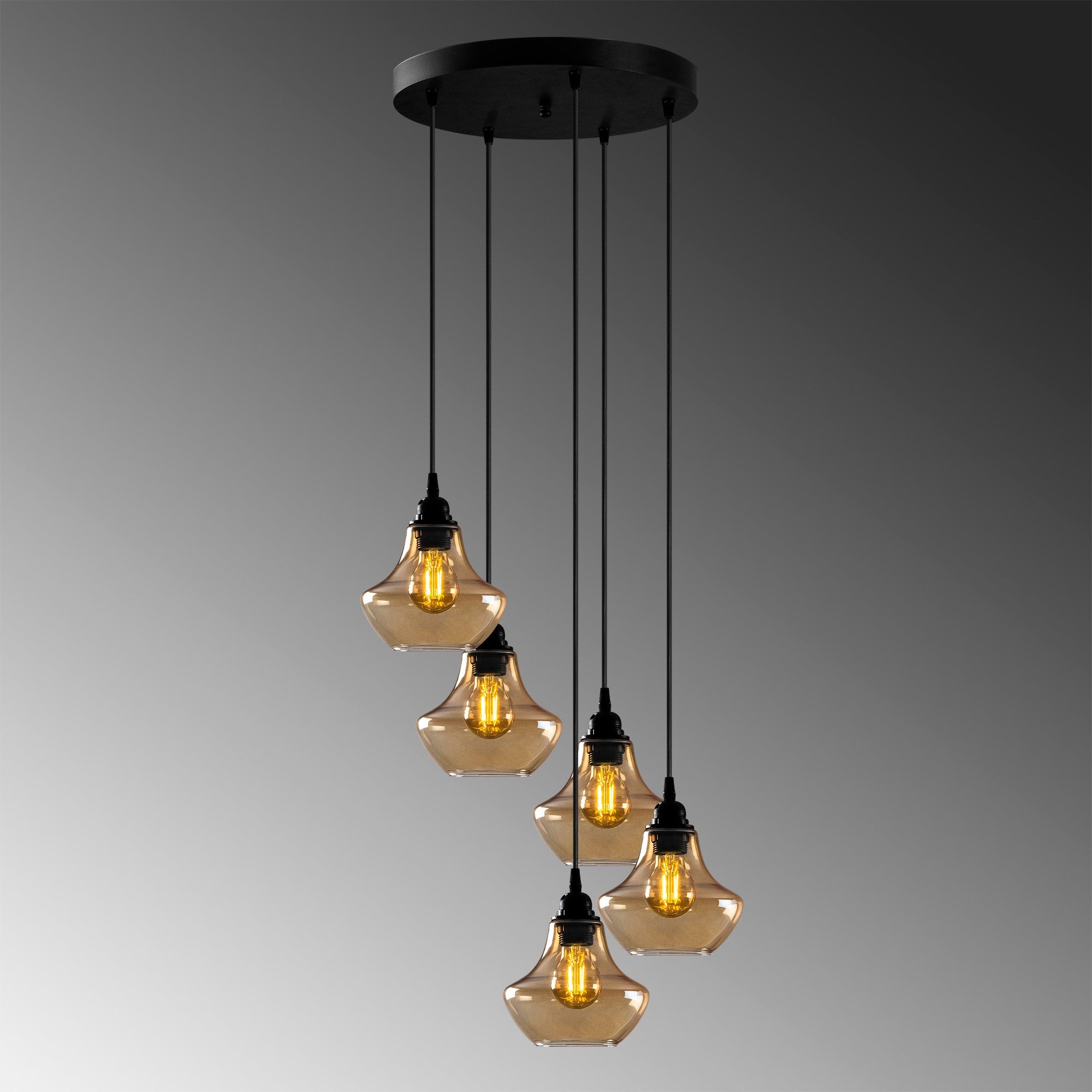 Candeeiro de Teto – 51 x 51 cm – Dourado e Preto – Metal