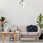 Candeeiro de Teto Escandinavo, Corpo em Metal Preto, 57 cm de Diâmetro, 66 cm de Altura | 4 x E27 Máx. 40 W | Tampa de Vidro Elegante, Design Moderno para Casa e Escritório