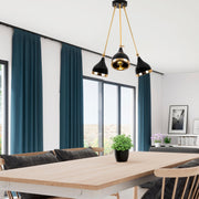 Candeeiro de Teto moderno com corpo de metal, preto e dourado, 60 cm de diâmetro, 63 cm de altura | 3 x E27 máx. 40 W | Design escandinavo elegante para decoração de casa glamourosa