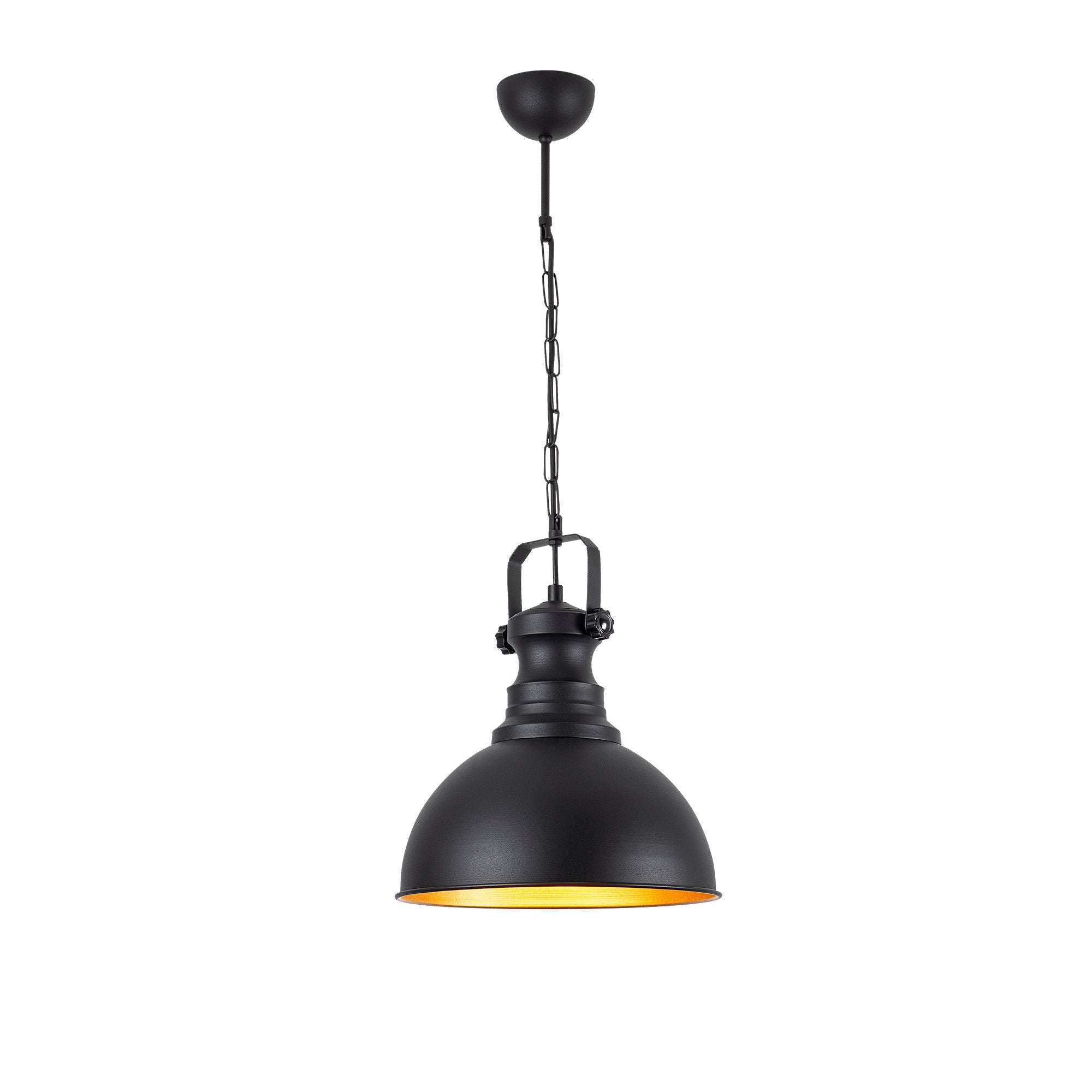 Candeeiro de Teto Industrial Moderno – 31 cm de Diâmetro – Preto – Metal