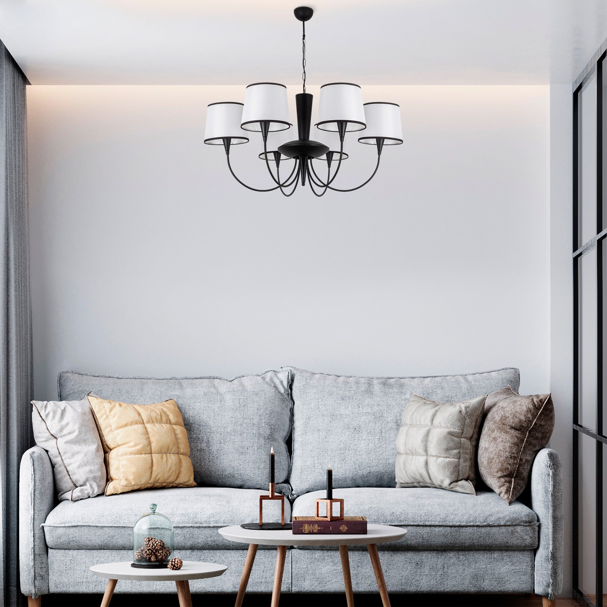 Candeeiro de Teto – 90 cm de Diâmetro – Preto – Metal