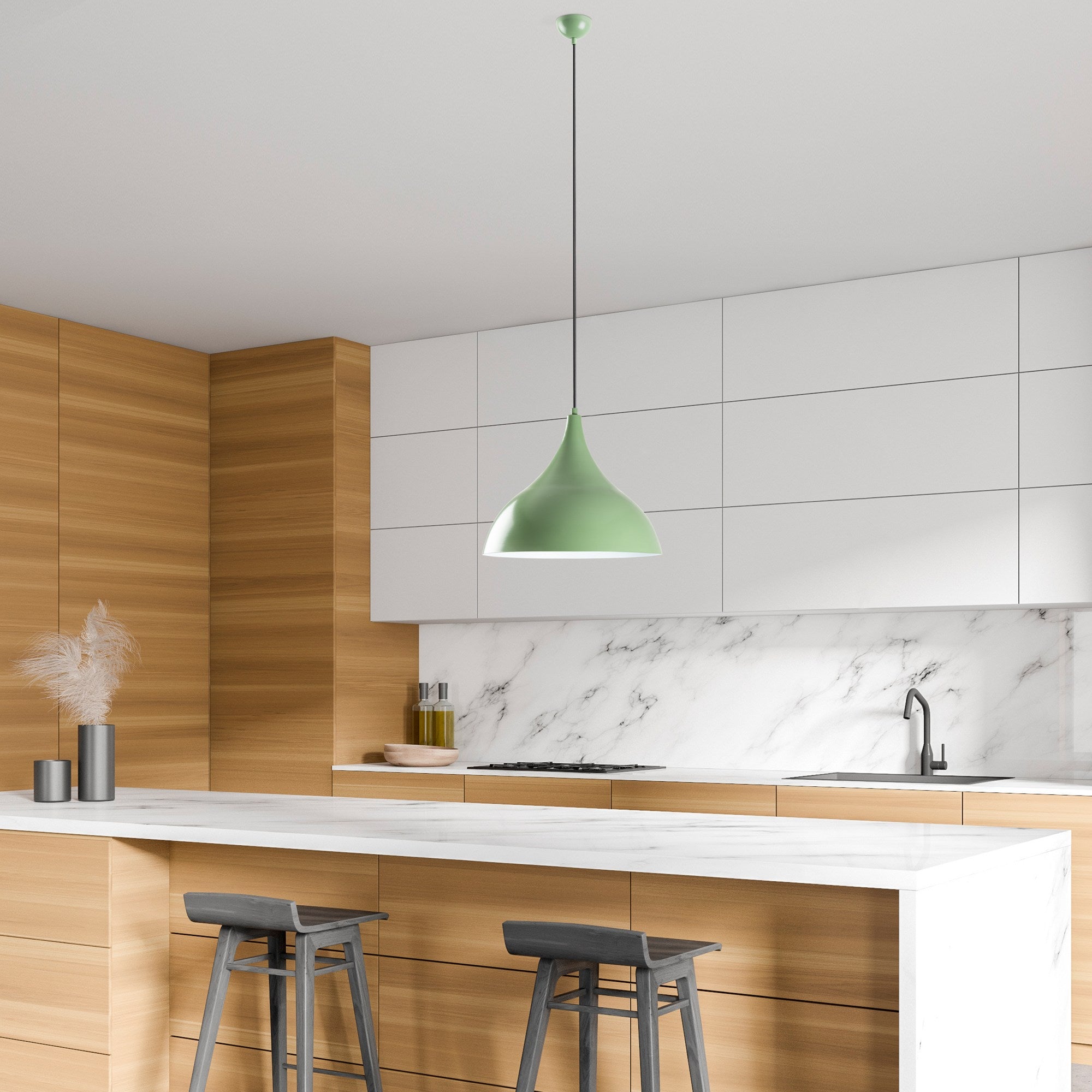 Candeeiro de Teto – altura ajustável de 42 a 133 cm – cor menta – corpo de metal