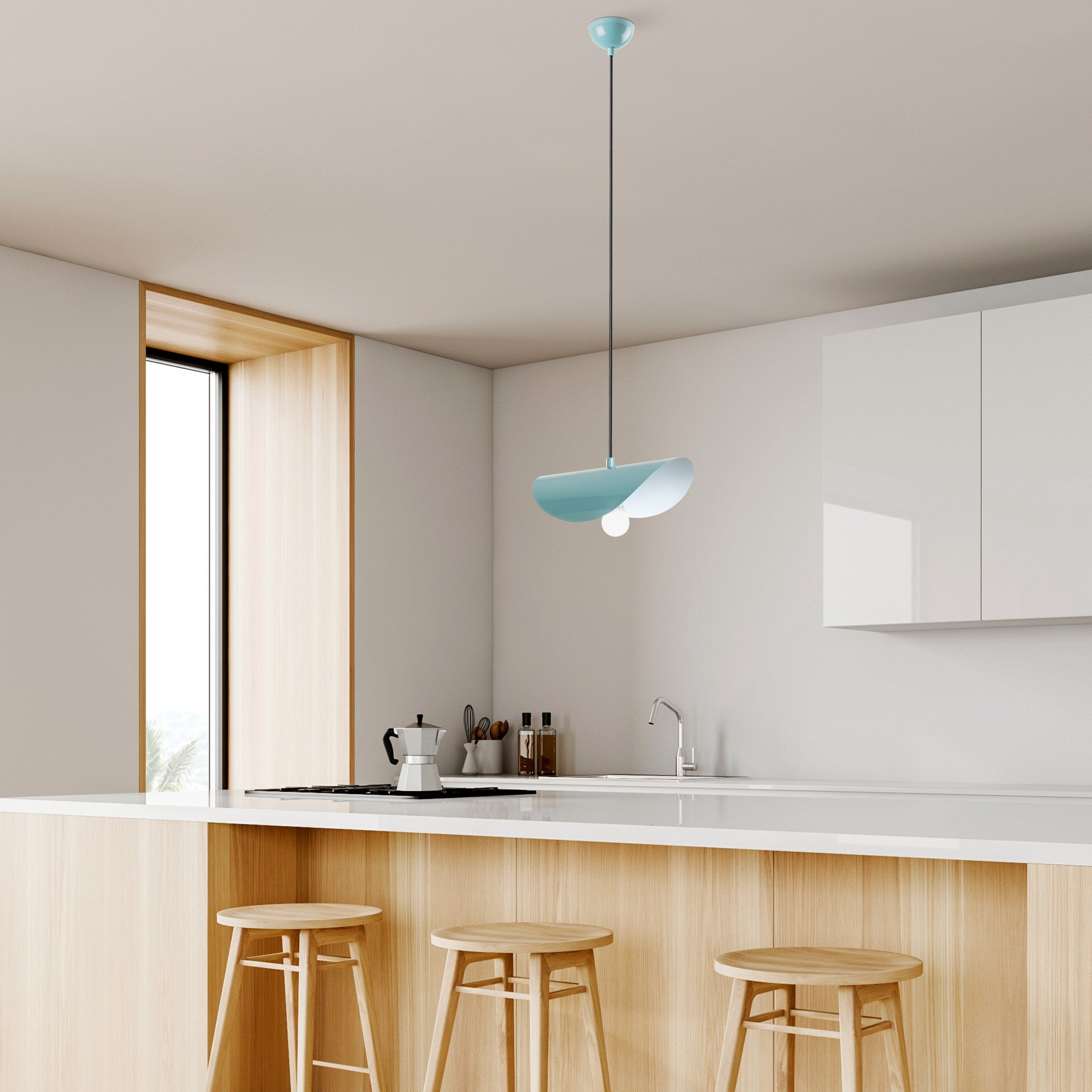 Candeeiro de Teto – 17-106 cm – Turquesa – Metal