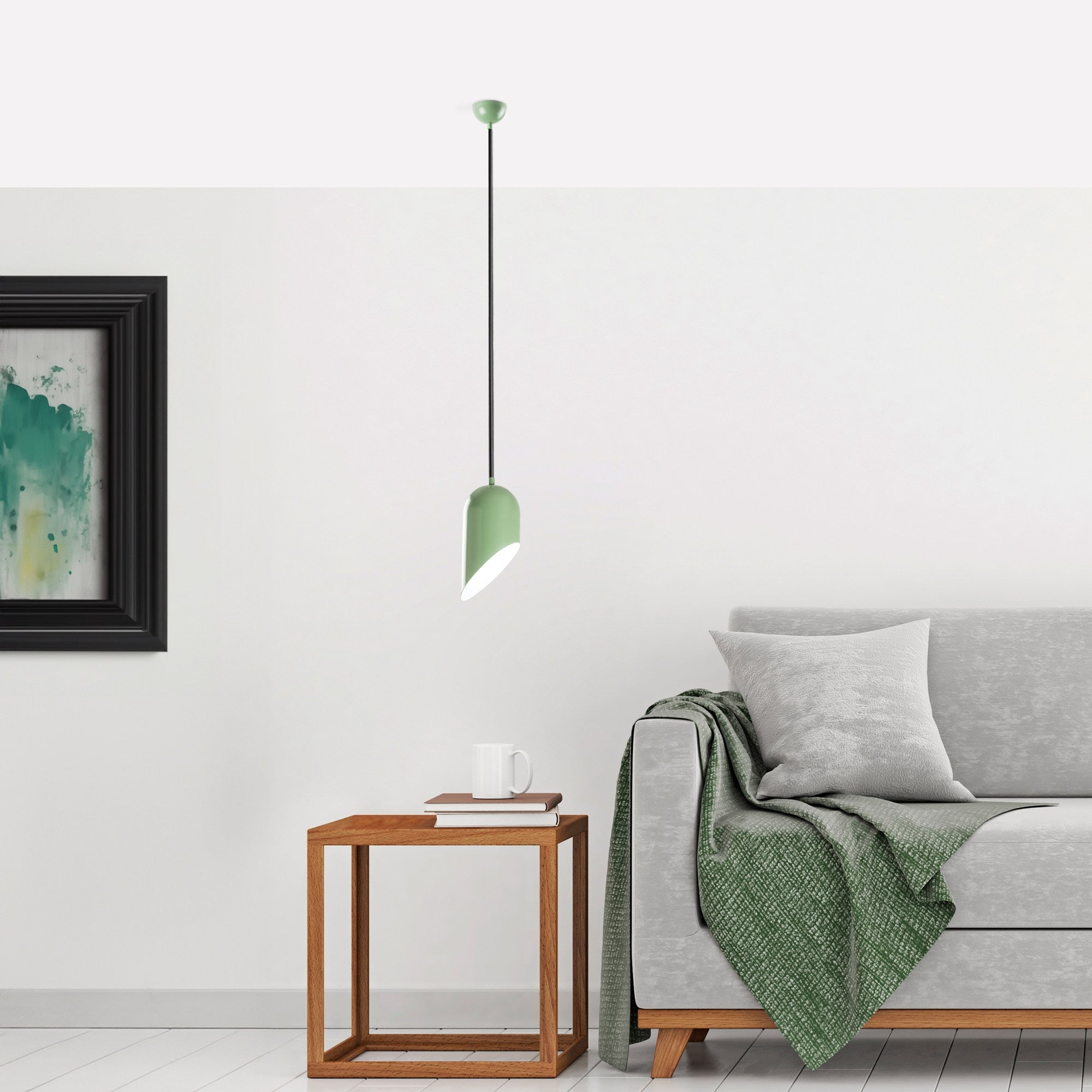 Candeeiro de Teto – altura ajustável de 32 a 121 cm – cor menta – corpo de metal