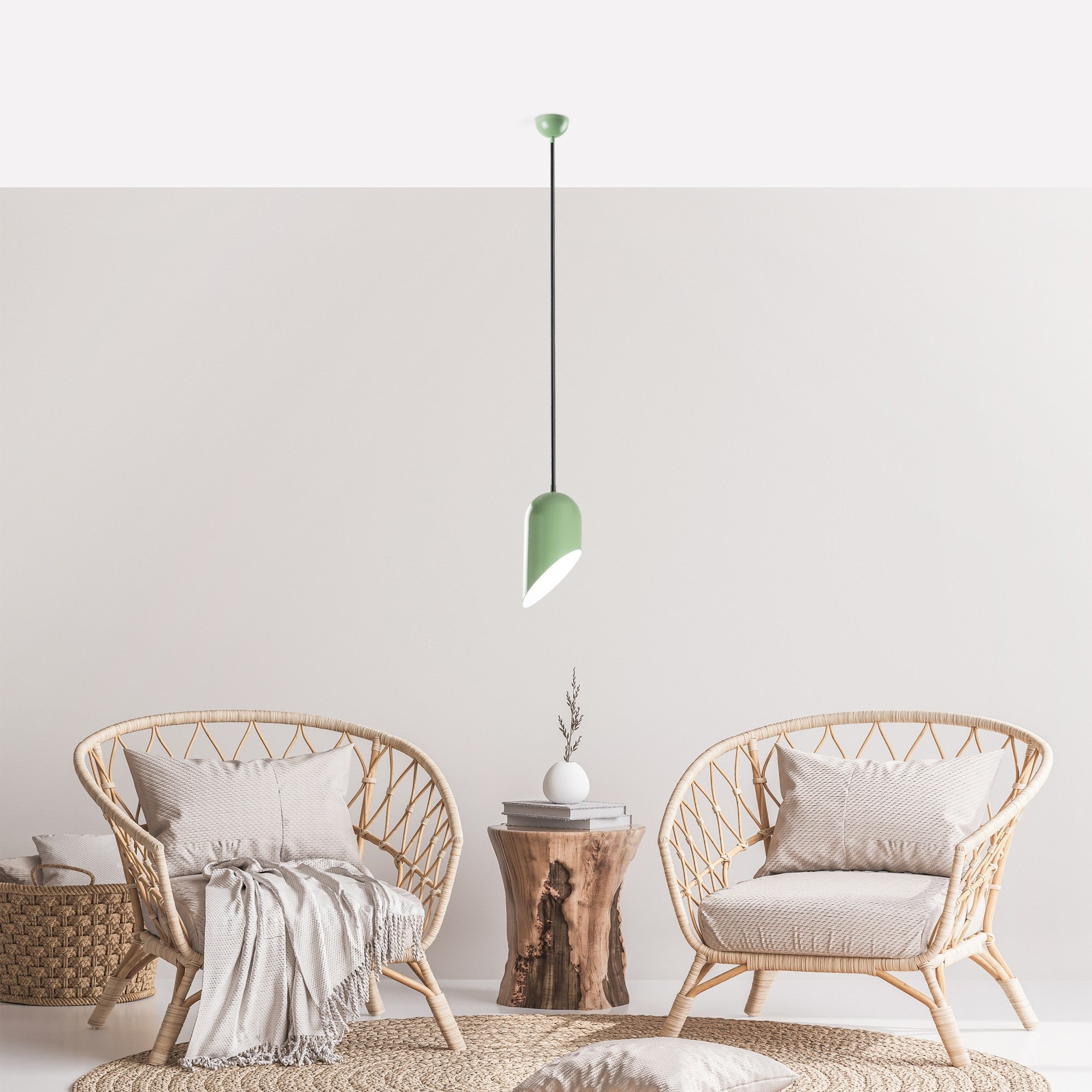 Candeeiro de Teto – altura ajustável de 32 a 121 cm – cor menta – corpo de metal