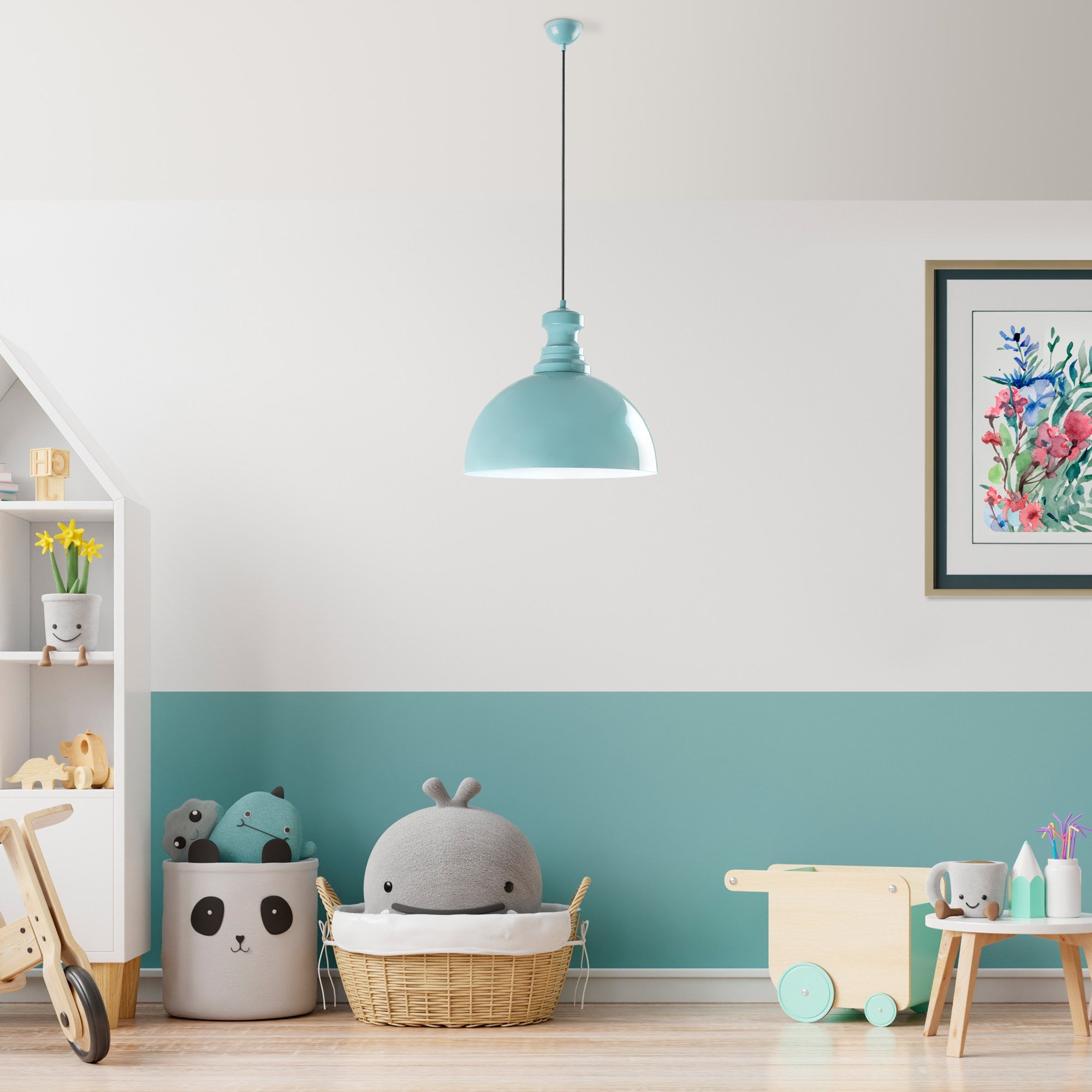 Candeeiro de Teto de metal – Ø40 x 37 cm – turquesa