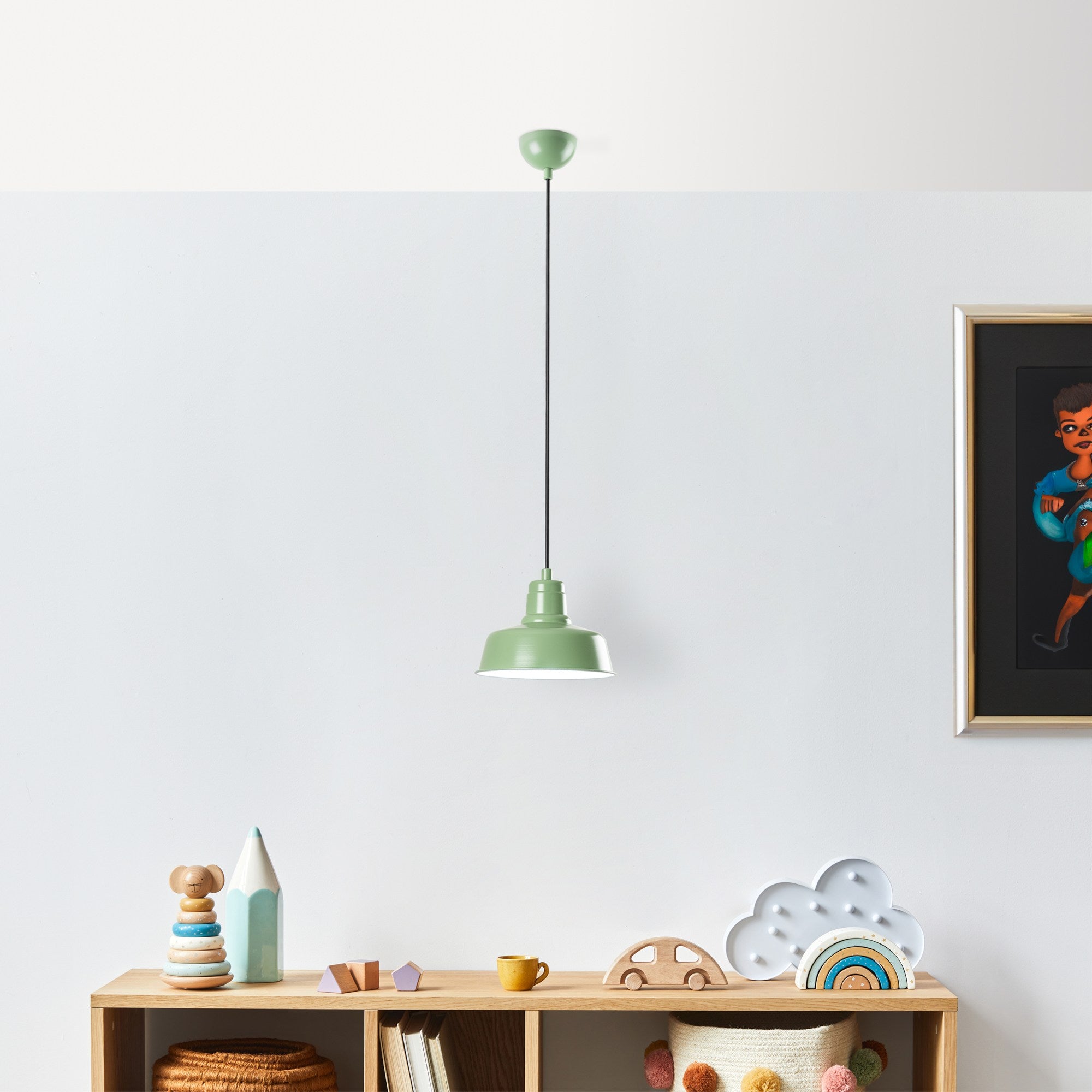 Candeeiro de Teto – altura ajustável de 21 a 108 cm – menta – metal
