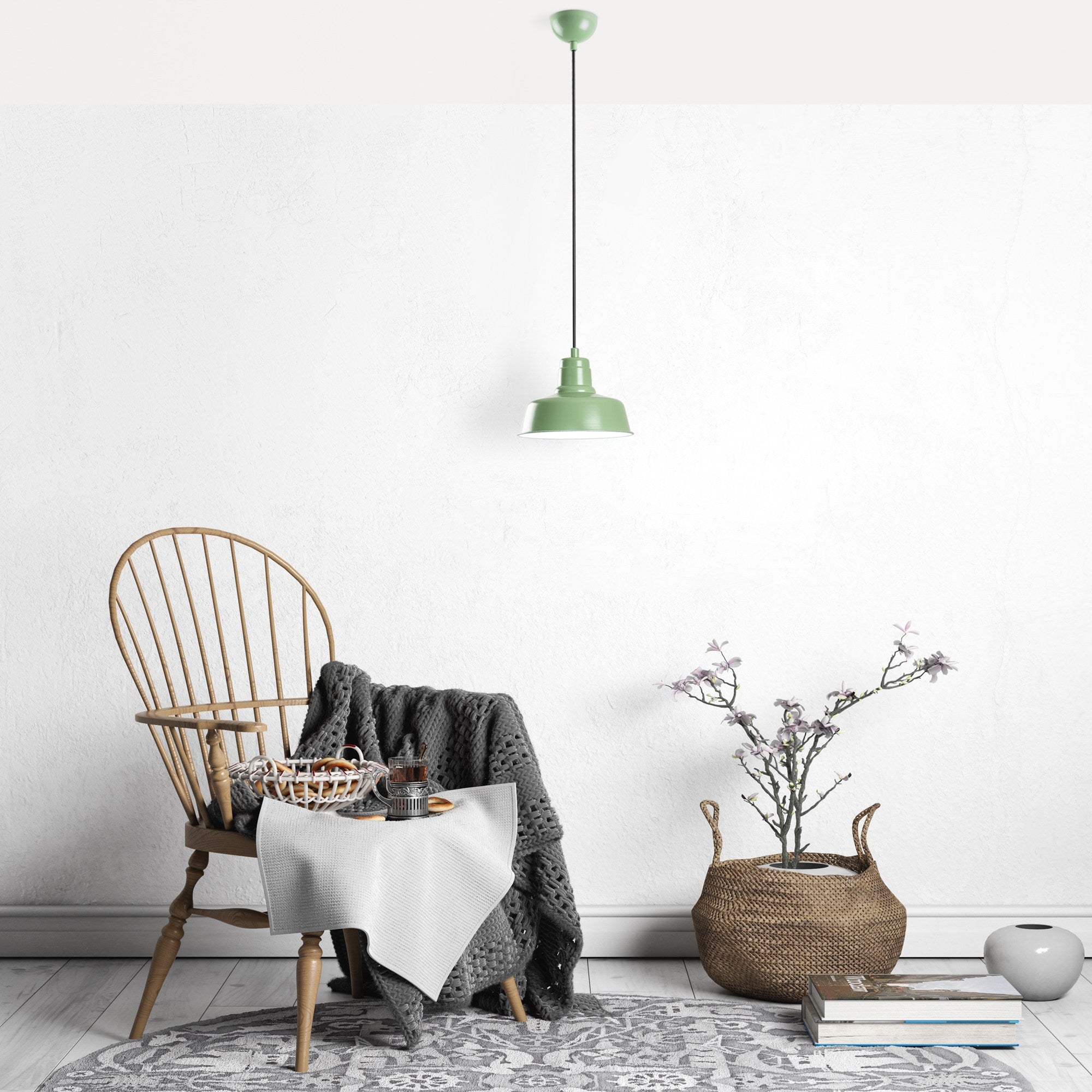 Candeeiro de Teto – altura ajustável de 21 a 108 cm – menta – metal