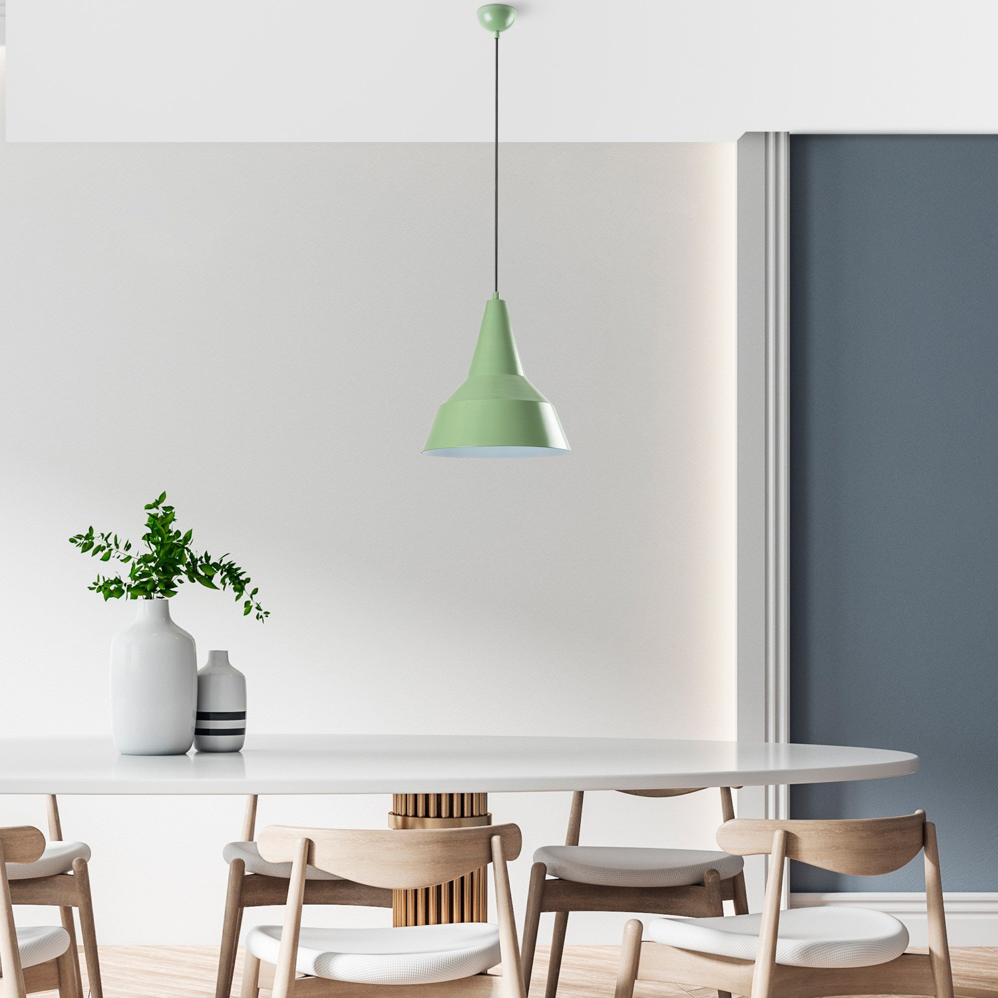 Candeeiro de Teto – altura ajustável de 42 a 131 cm – cor menta – metal