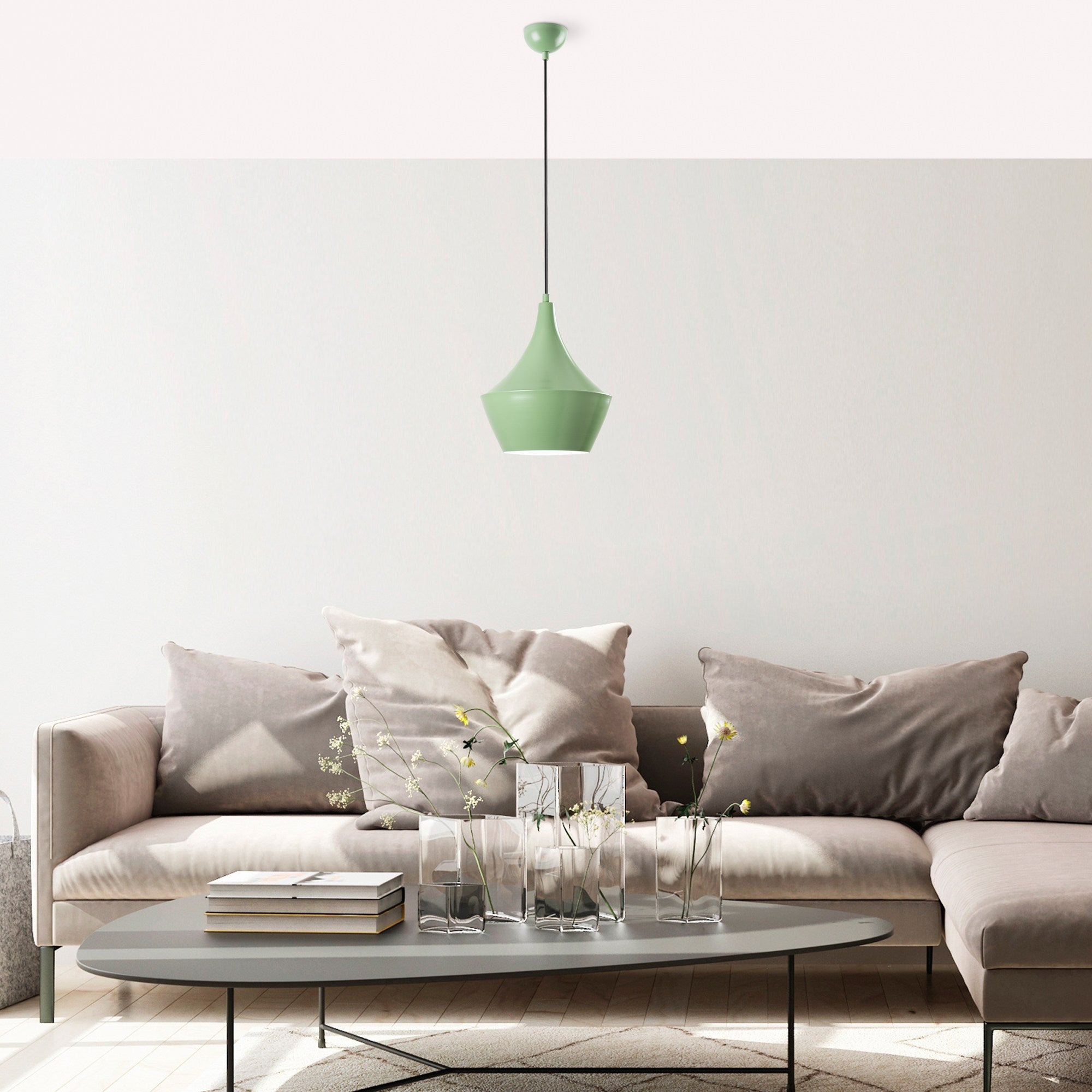 Candeeiro de Teto elegante – altura ajustável de 37 a 130 cm – menta – metal