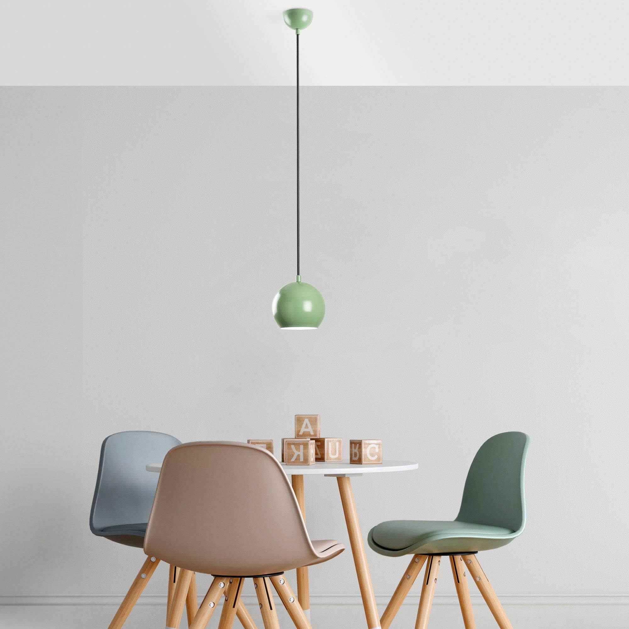 Candeeiro de Teto elegante – altura ajustável de 20 a 111 cm – cor menta – corpo de metal