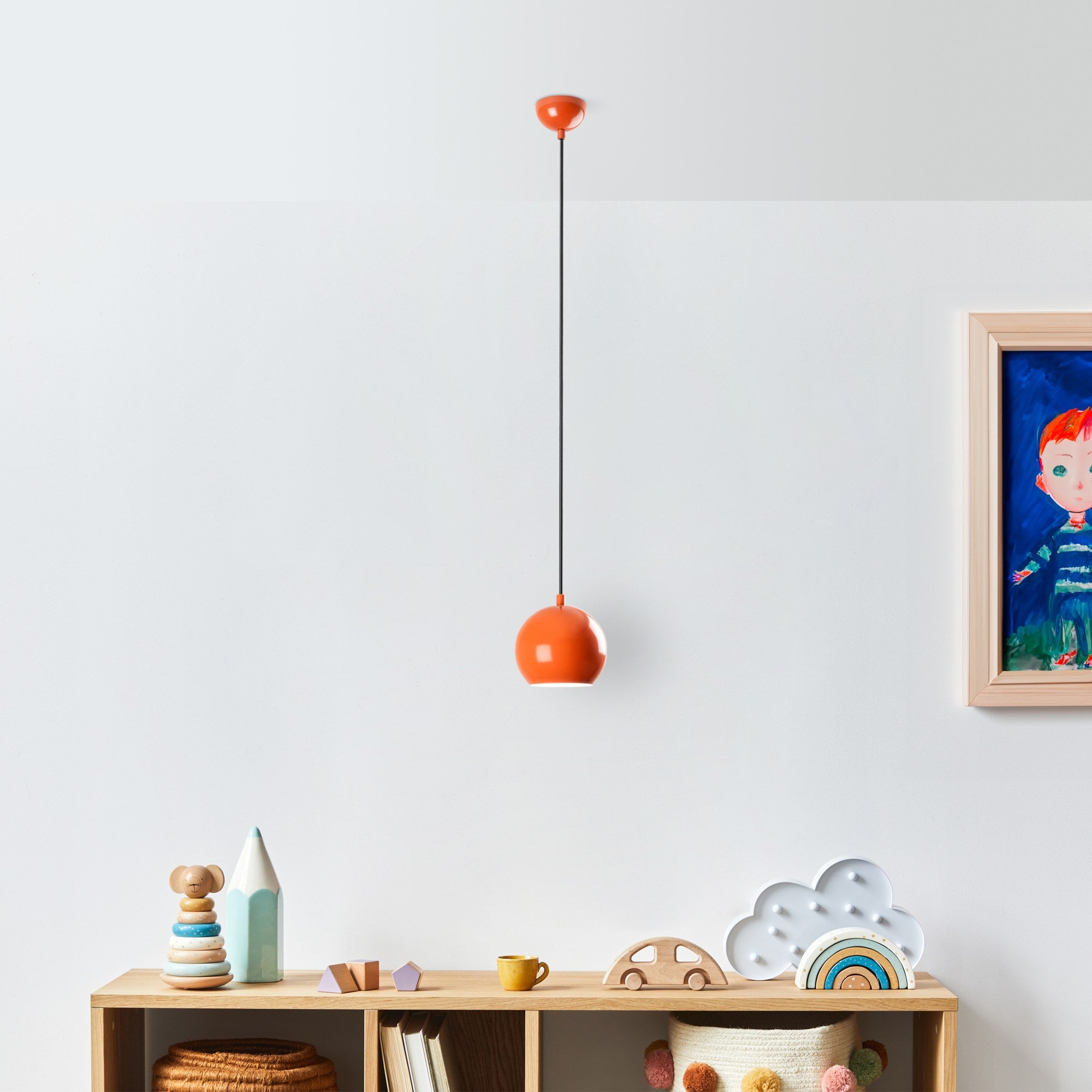 Candeeiro de Teto – altura ajustável de 20 a 111 cm – laranja – metal