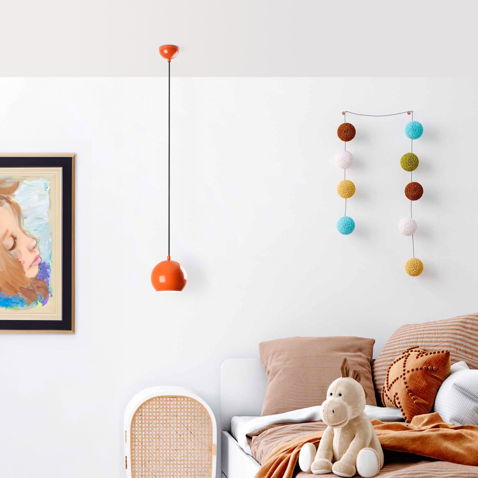 Candeeiro de Teto – altura ajustável de 20 a 111 cm – laranja – metal
