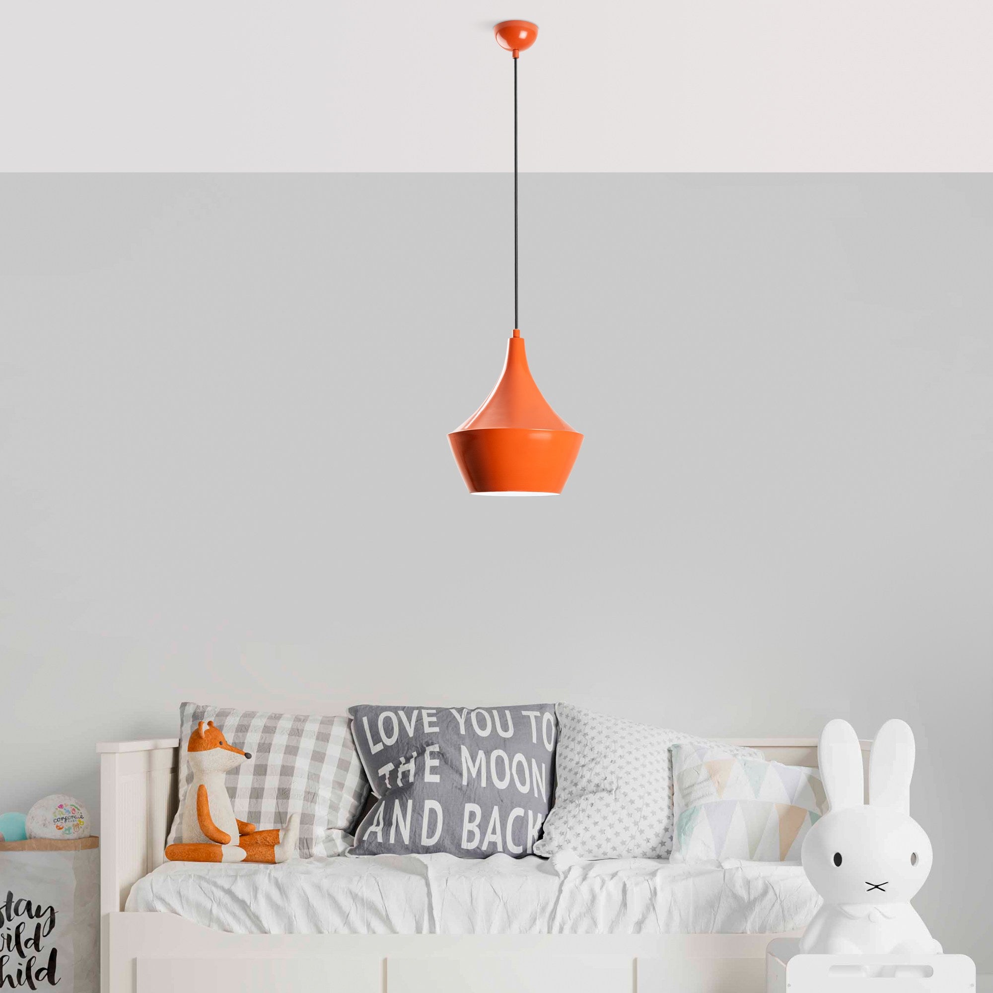 Candeeiro de Teto – altura ajustável de 37 a 130 cm – laranja – metal