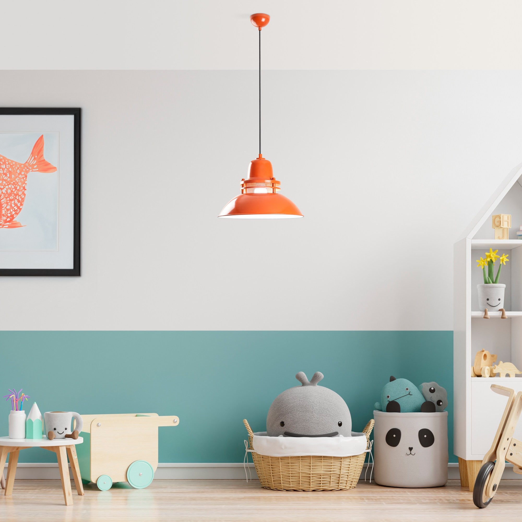 Candeeiro de Teto – altura ajustável de 34 a 123 cm – laranja – metal