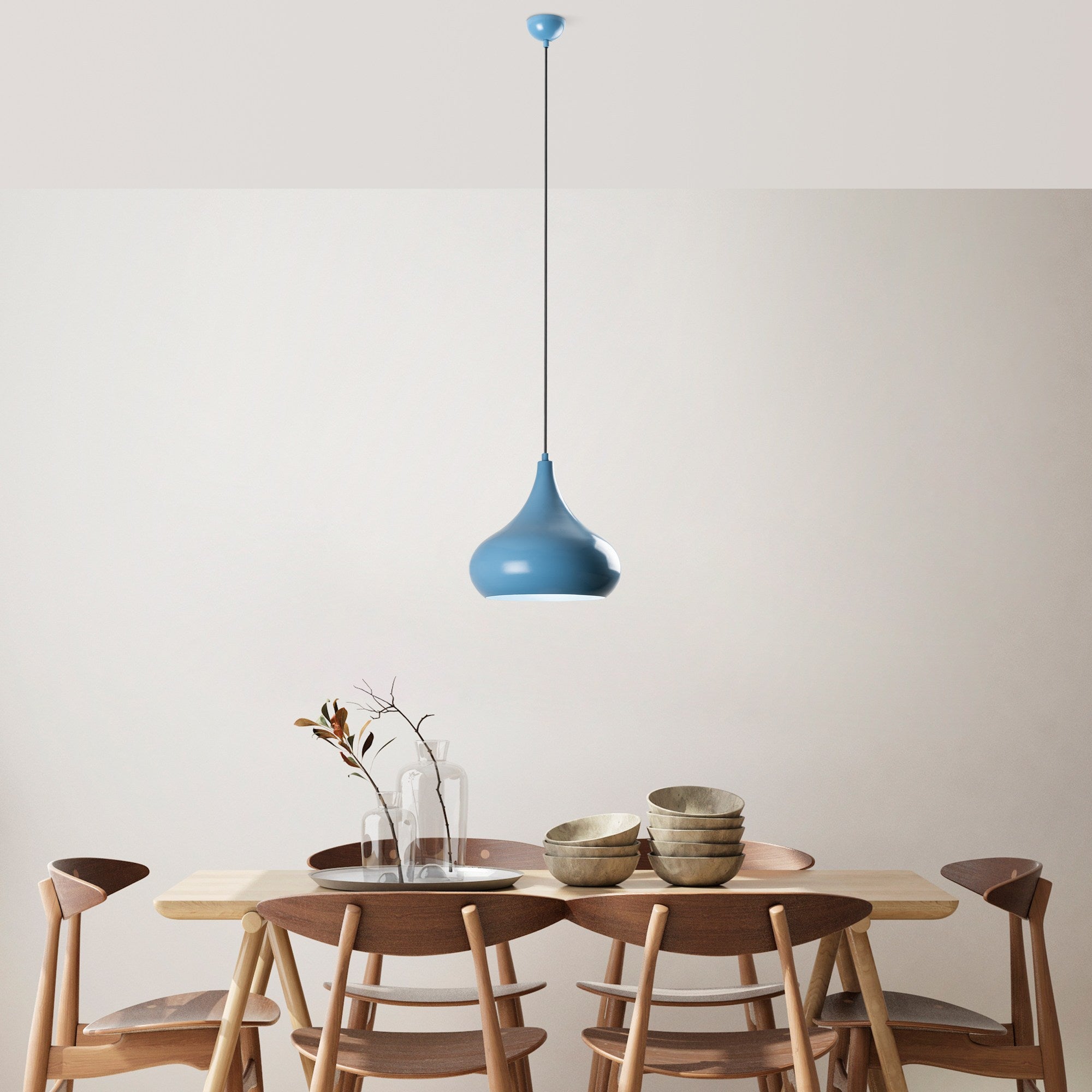 Candeeiro de Teto – 35-126 cm – Azul Claro – Metálico