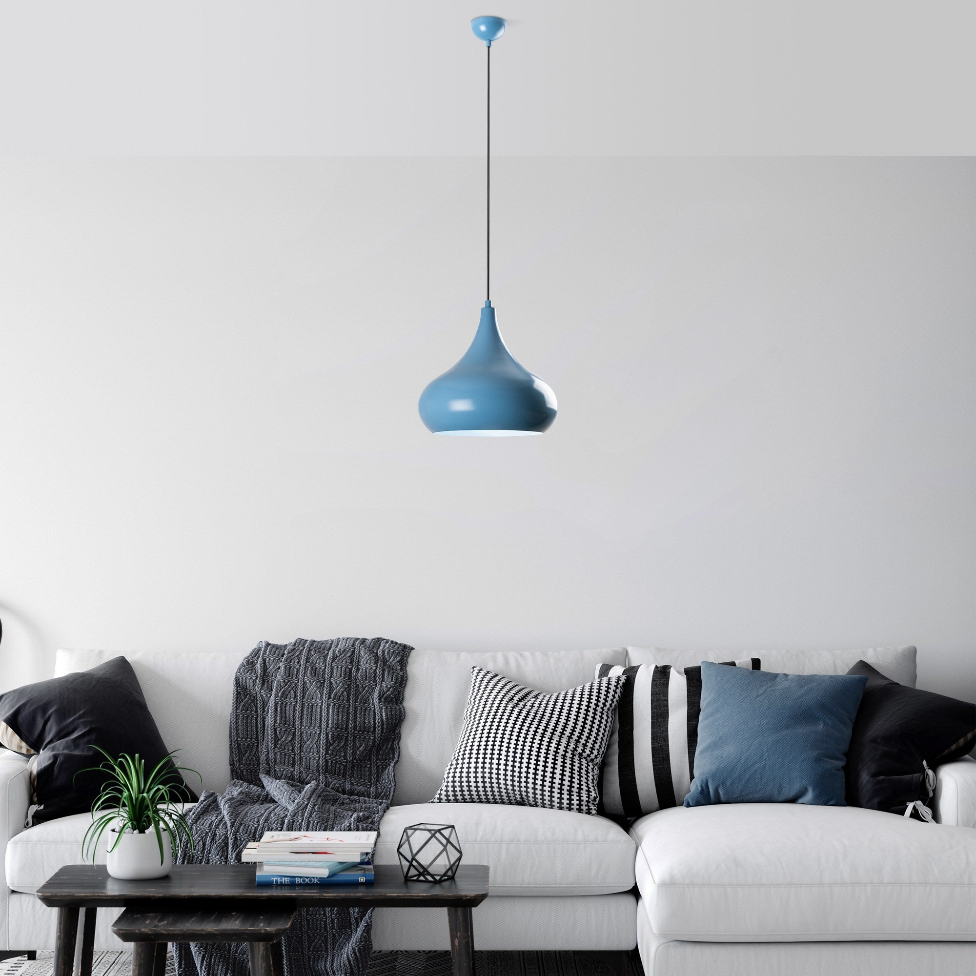 Candeeiro de Teto – 35-126 cm – Azul Claro – Metálico