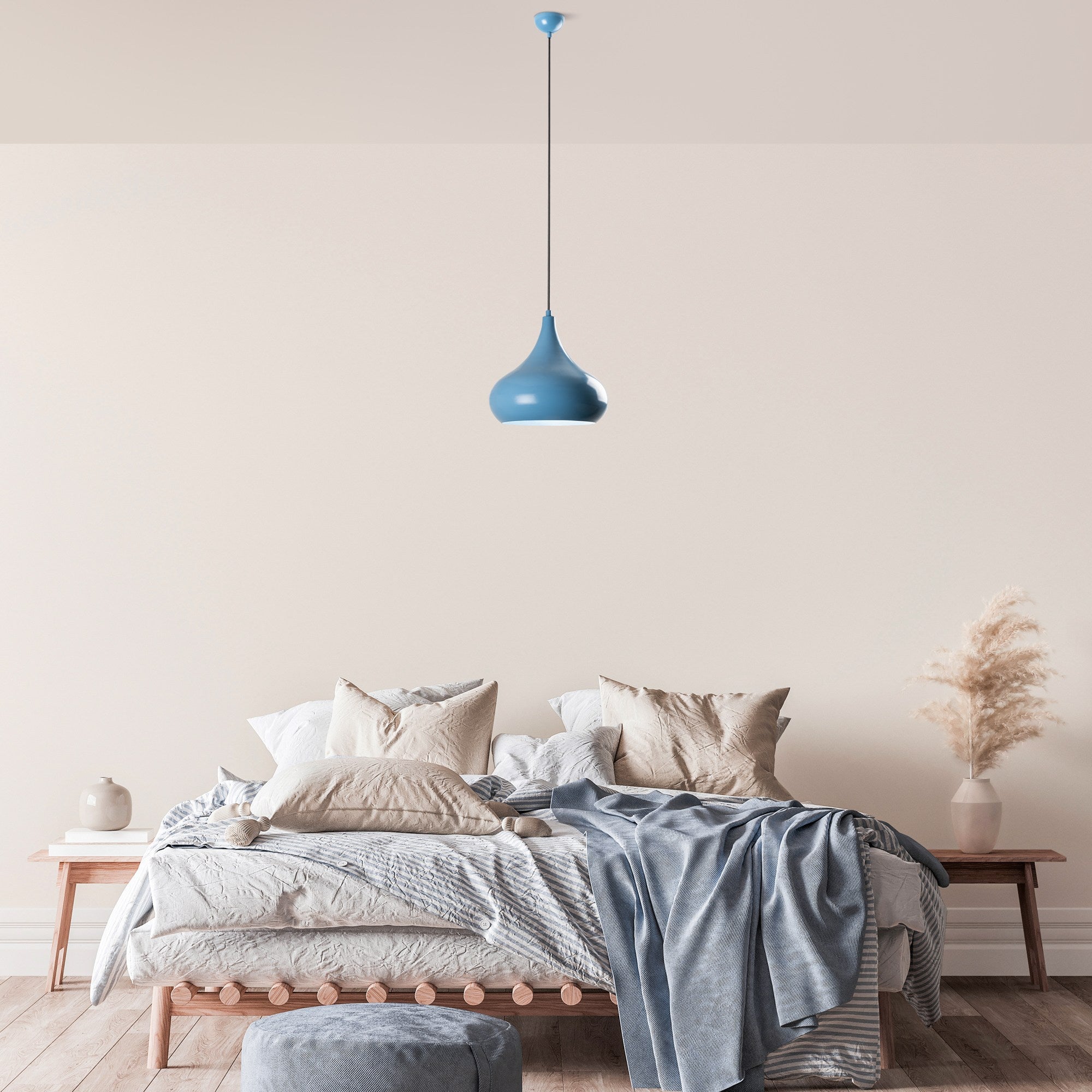 Candeeiro de Teto – 35-126 cm – Azul Claro – Metálico