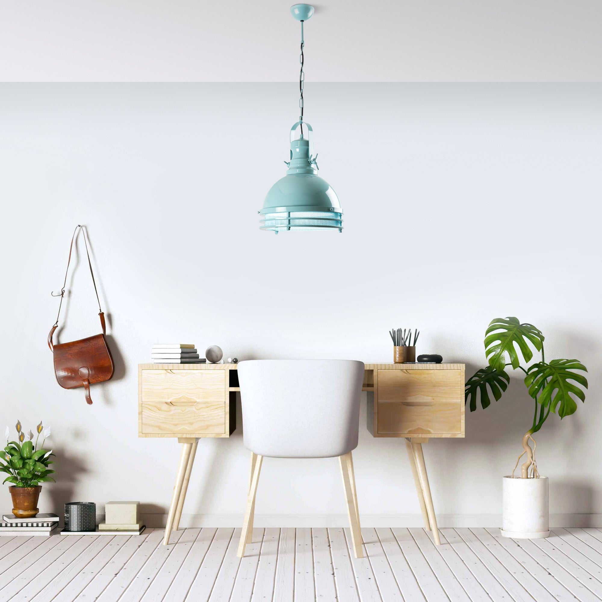 Candeeiro de Teto de Metal – Ø30 x 40 cm – Turquesa