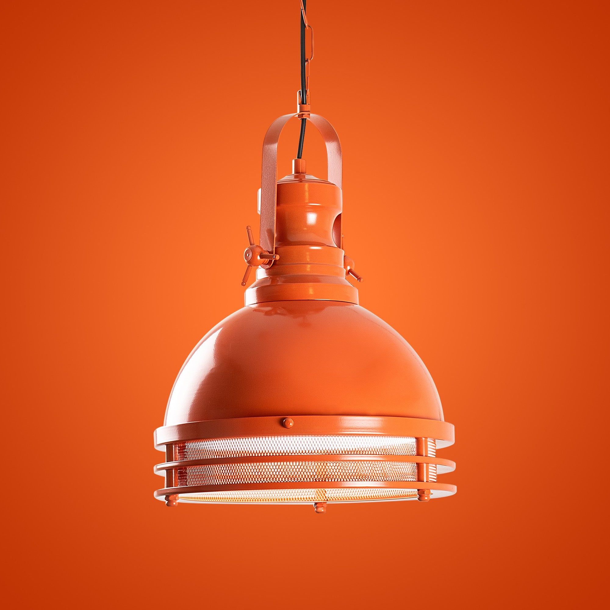 Candeeiro de Teto – Ø30 x 40 cm – Laranja – Metal