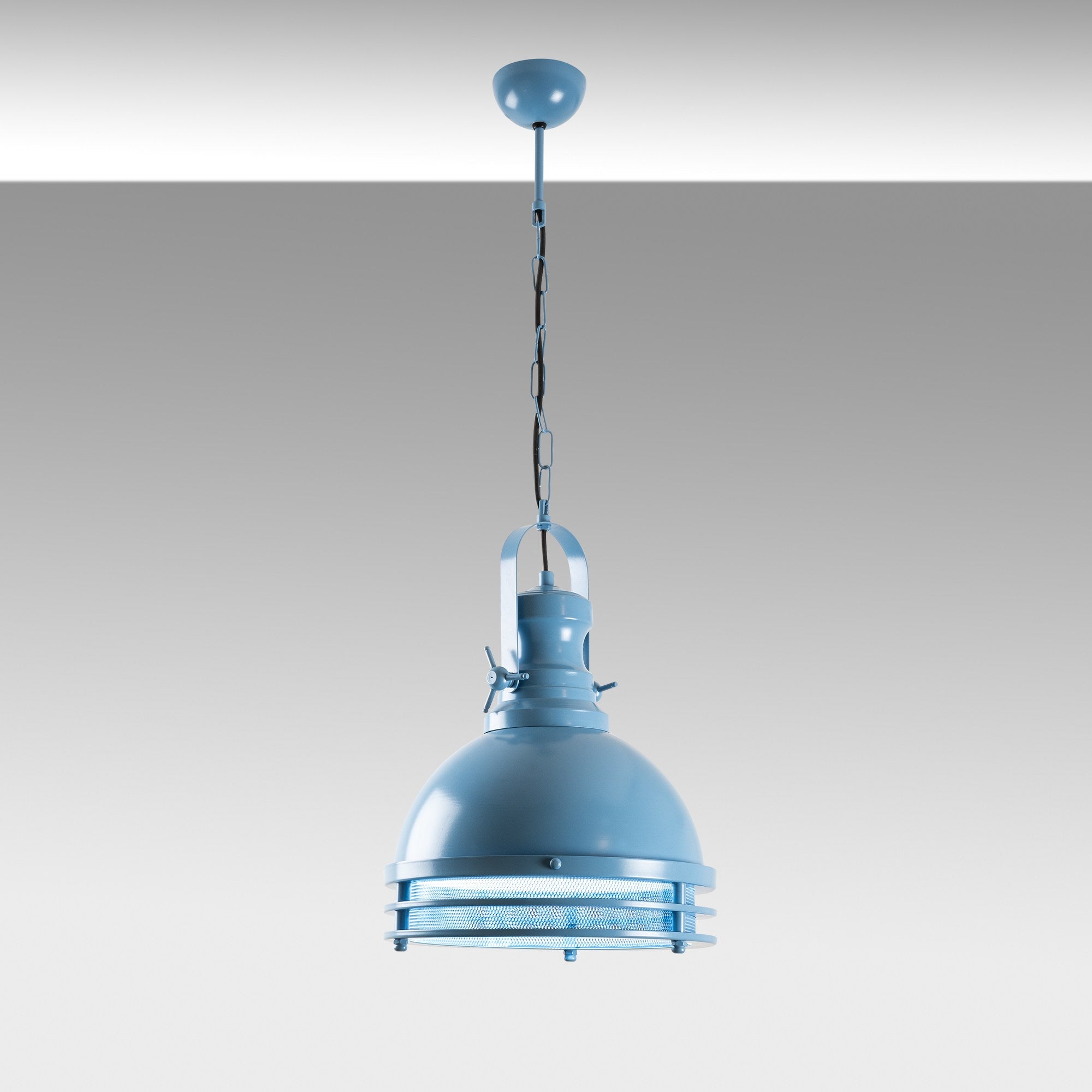 Candeeiro de Teto – Ø30 x 40 cm – Azul Claro – Metal