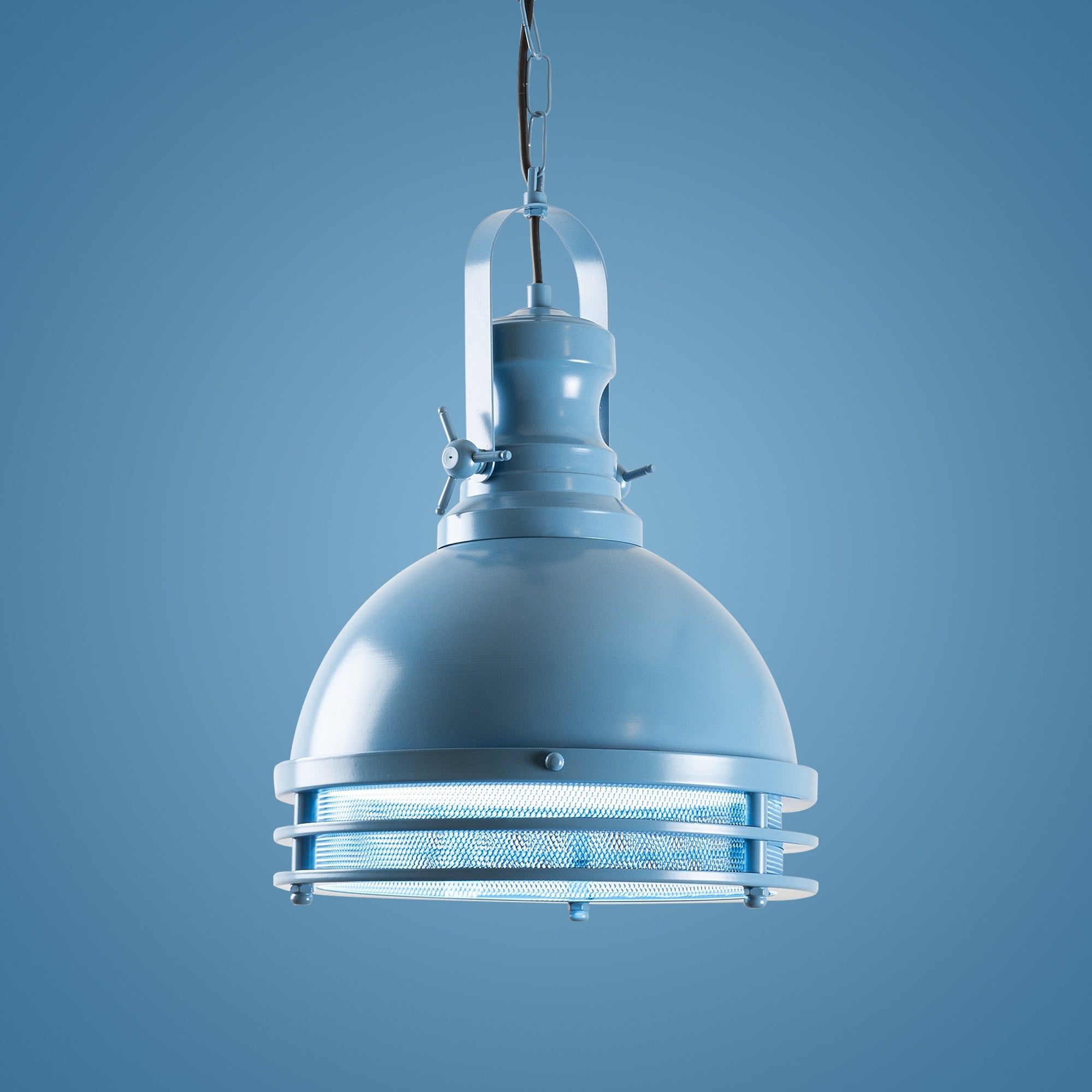 Candeeiro de Teto – Ø30 x 40 cm – Azul Claro – Metal